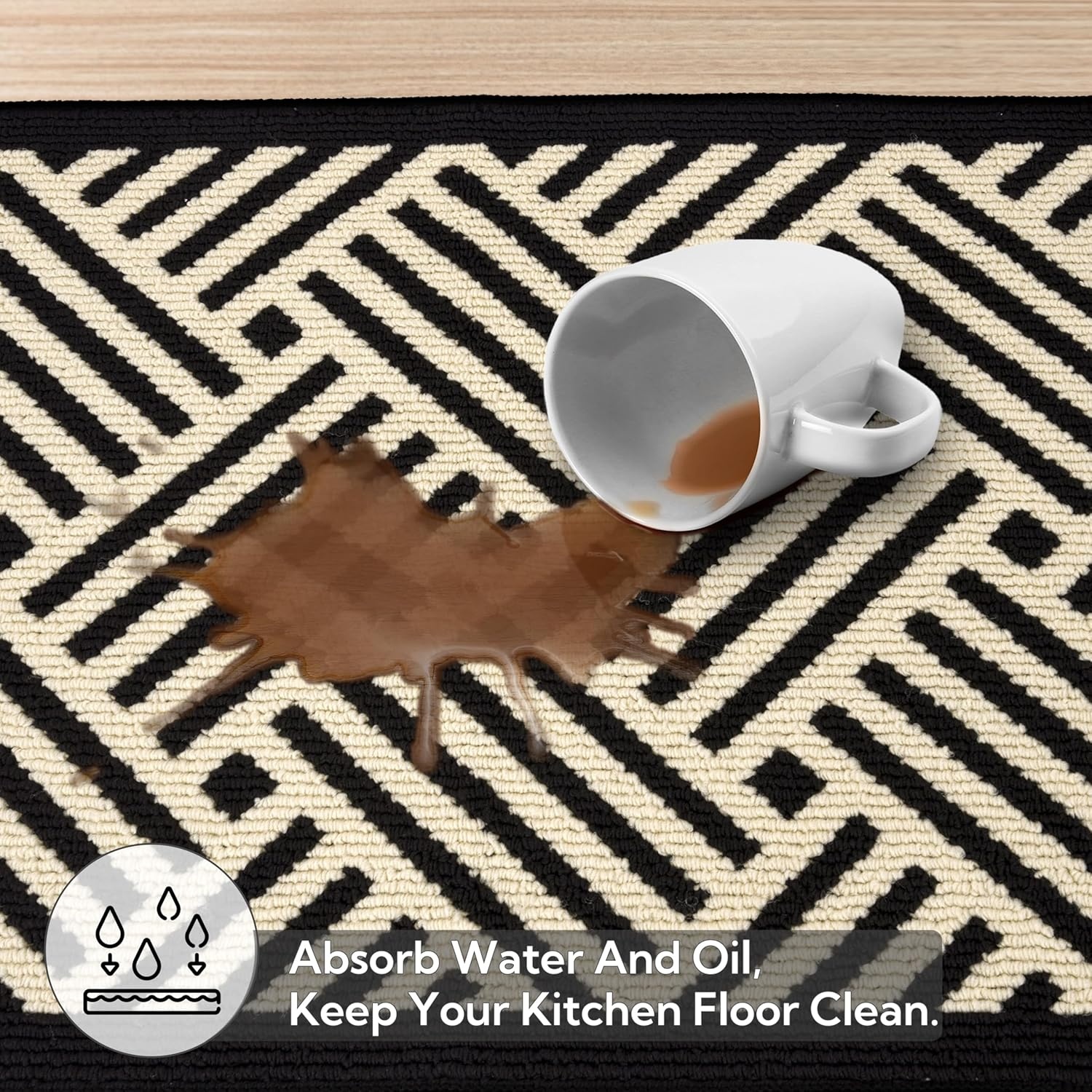 image:imageGRANNY SAYS Kitchen Mats for Floor Kitchen Rugs Non Slip Washable Runner Rugs for Kitchen Floor 47 x 177 Stain Resistant Comfort Standing Mat Made of 100 Polypropylene BlackBlackwave