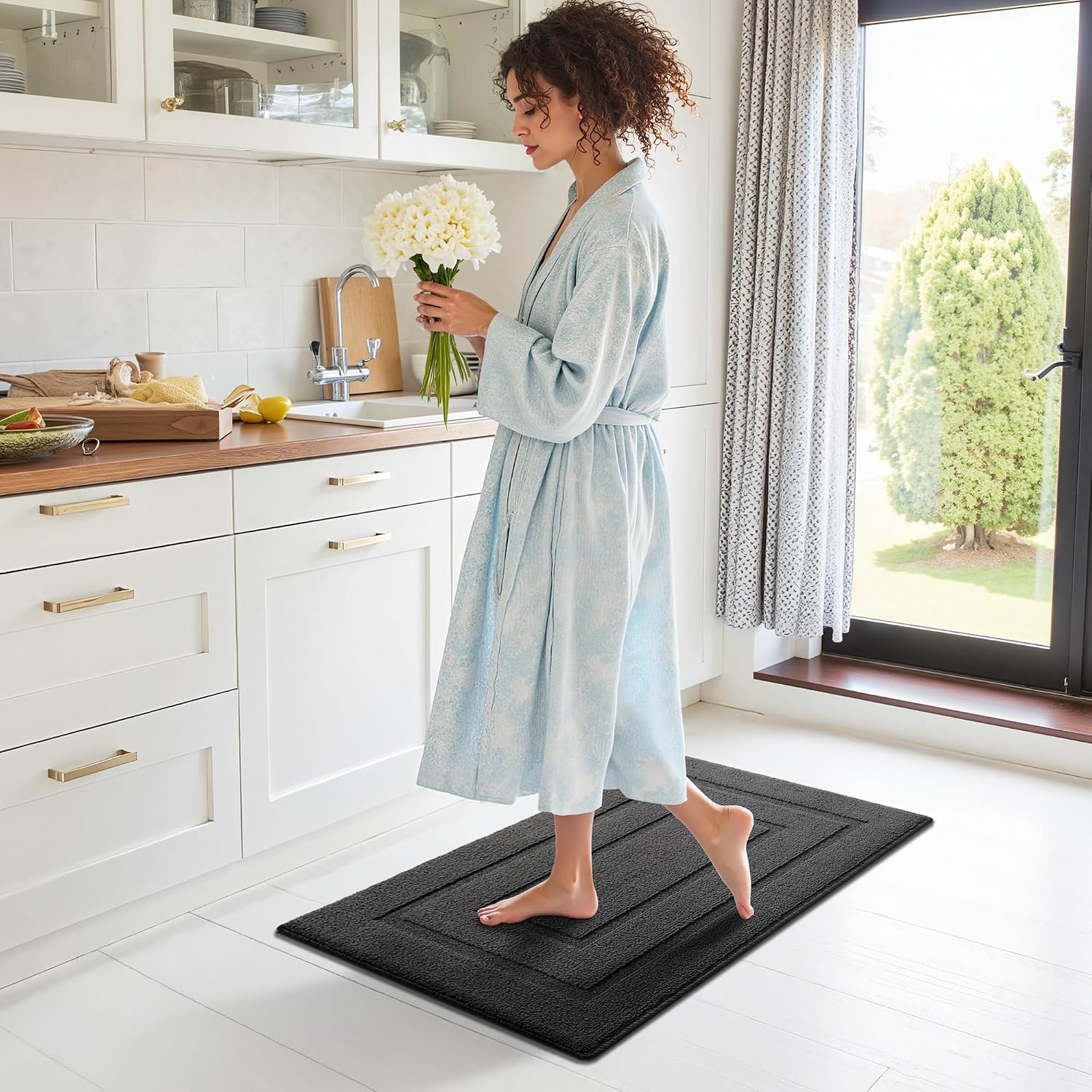 image:imageGRANNY SAYS Kitchen Mats for Floor Kitchen Rugs Non Slip Washable Runner Rugs for Kitchen Floor 47 x 177 Stain Resistant Comfort Standing Mat Made of 100 Polypropylene BlackAcharcoal Grey
