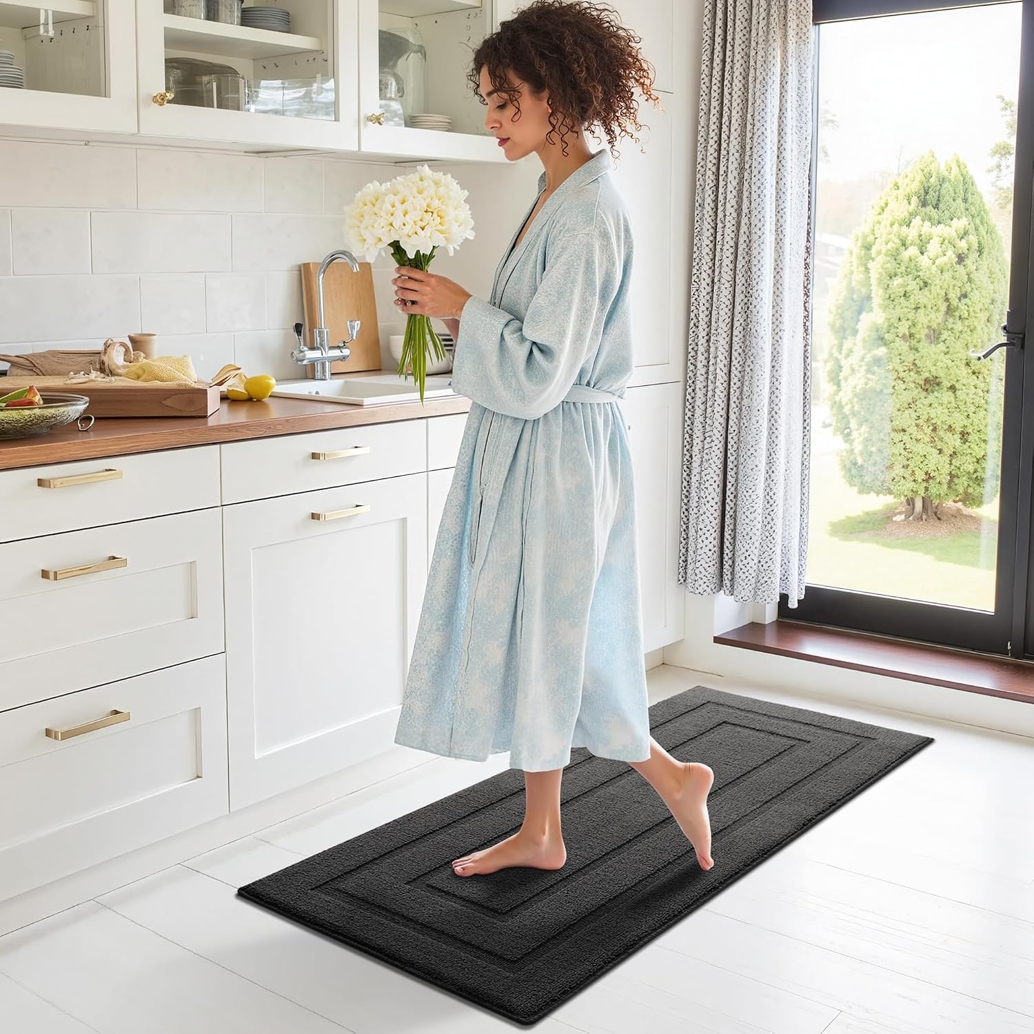 image:imageGRANNY SAYS Kitchen Mats for Floor Kitchen Rugs Non Slip Washable Runner Rugs for Kitchen Floor 47 x 177 Stain Resistant Comfort Standing Mat Made of 100 Polypropylene BlackAcharcoal Grey