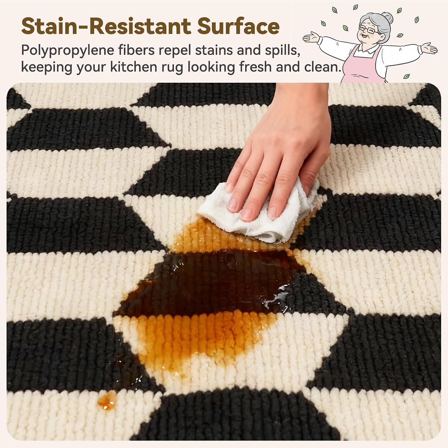 image:imageGRANNY SAYS Kitchen Mats for Floor Kitchen Rugs Non Slip Washable Runner Rugs for Kitchen Floor 47 x 177 Stain Resistant Comfort Standing Mat Made of 100 Polypropylene BlackBlackdiamond