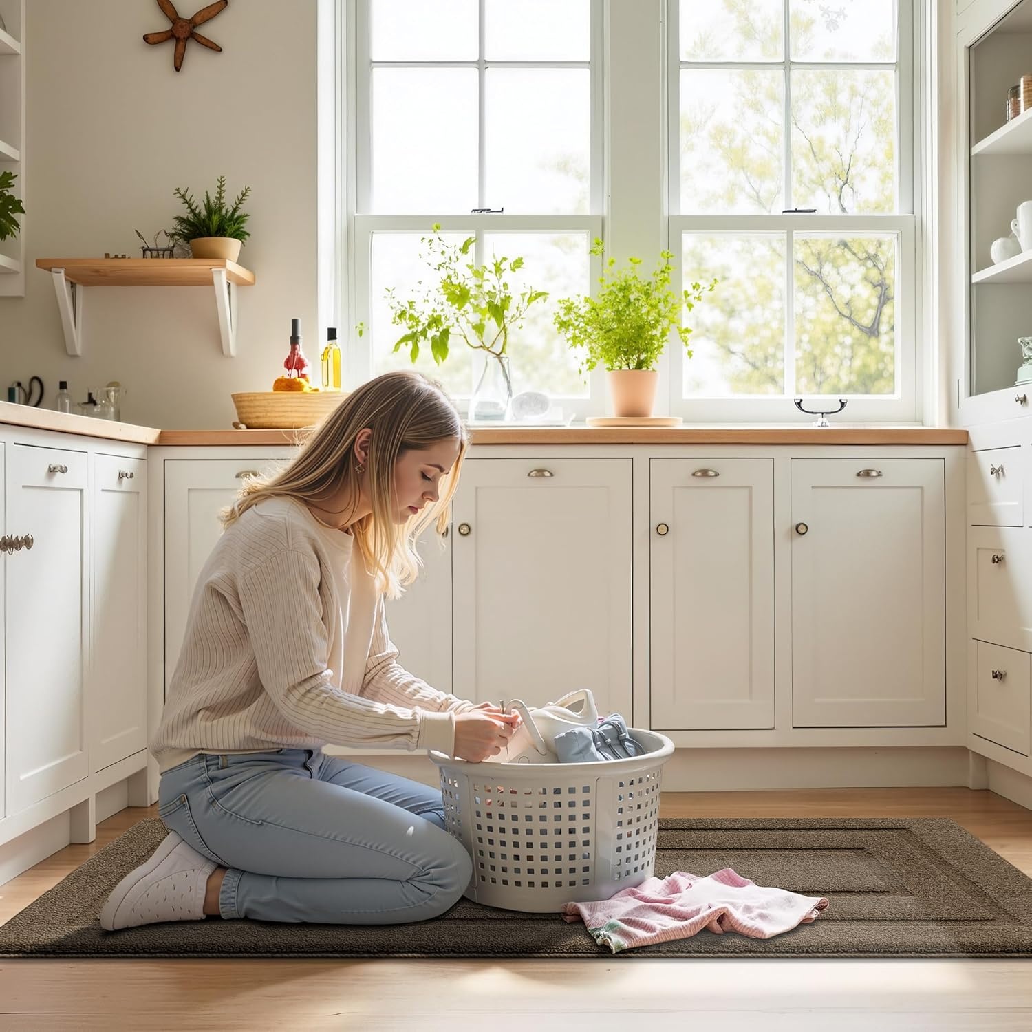 image:imageGRANNY SAYS Kitchen Mats for Floor Kitchen Rugs Non Slip Washable Runner Rugs for Kitchen Floor 47 x 177 Stain Resistant Comfort Standing Mat Made of 100 Polypropylene BlackAlight Brown