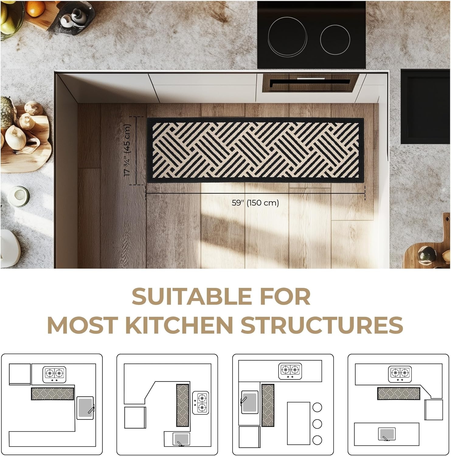 image:imageGRANNY SAYS Kitchen Mats for Floor Kitchen Rugs Non Slip Washable Runner Rugs for Kitchen Floor 47 x 177 Stain Resistant Comfort Standing Mat Made of 100 Polypropylene BlackBlackwave