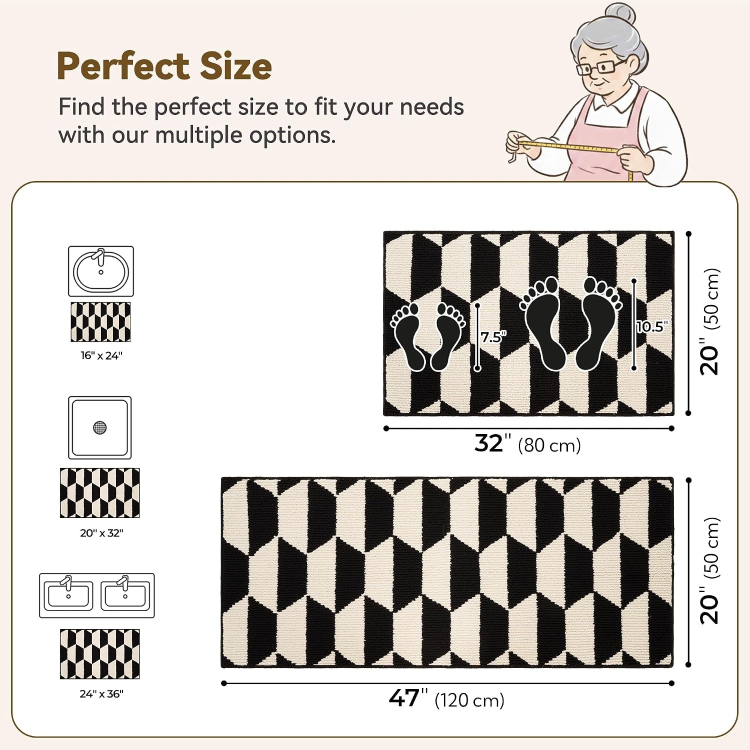 image:imageGRANNY SAYS Kitchen Mats for Floor Kitchen Rugs Non Slip Washable Runner Rugs for Kitchen Floor 47 x 177 Stain Resistant Comfort Standing Mat Made of 100 Polypropylene BlackBlackdiamond