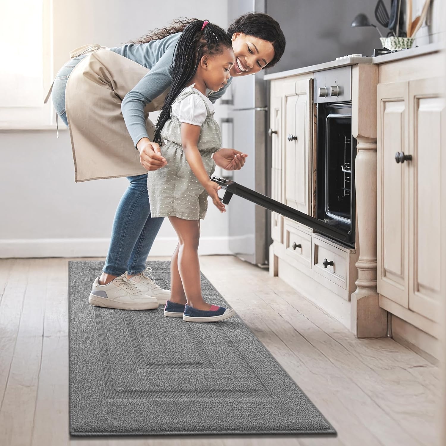 image:imageGRANNY SAYS Kitchen Mats for Floor Kitchen Rugs Non Slip Washable Runner Rugs for Kitchen Floor 47 x 177 Stain Resistant Comfort Standing Mat Made of 100 Polypropylene BlackAgrey