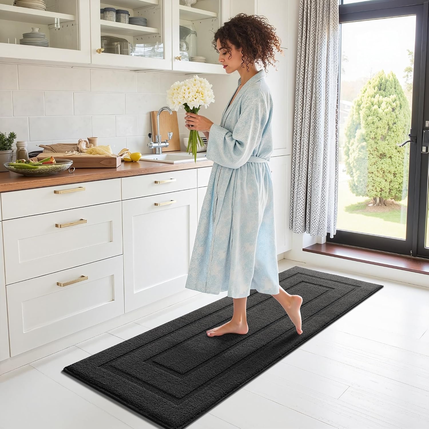 image:imageGRANNY SAYS Kitchen Mats for Floor Kitchen Rugs Non Slip Washable Runner Rugs for Kitchen Floor 47 x 177 Stain Resistant Comfort Standing Mat Made of 100 Polypropylene BlackAcharcoal Grey