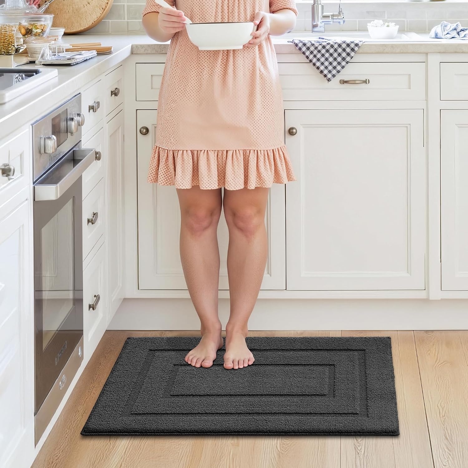 image:imageGRANNY SAYS Kitchen Mats for Floor Kitchen Rugs Non Slip Washable Runner Rugs for Kitchen Floor 47 x 177 Stain Resistant Comfort Standing Mat Made of 100 Polypropylene BlackAcharcoal Grey