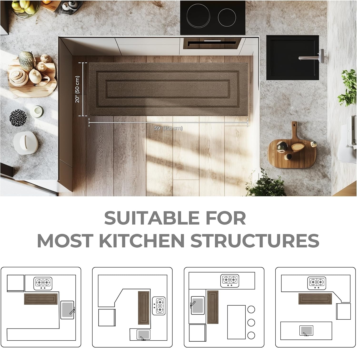 image:imageGRANNY SAYS Kitchen Mats for Floor Kitchen Rugs Non Slip Washable Runner Rugs for Kitchen Floor 47 x 177 Stain Resistant Comfort Standing Mat Made of 100 Polypropylene BlackAlight Brown