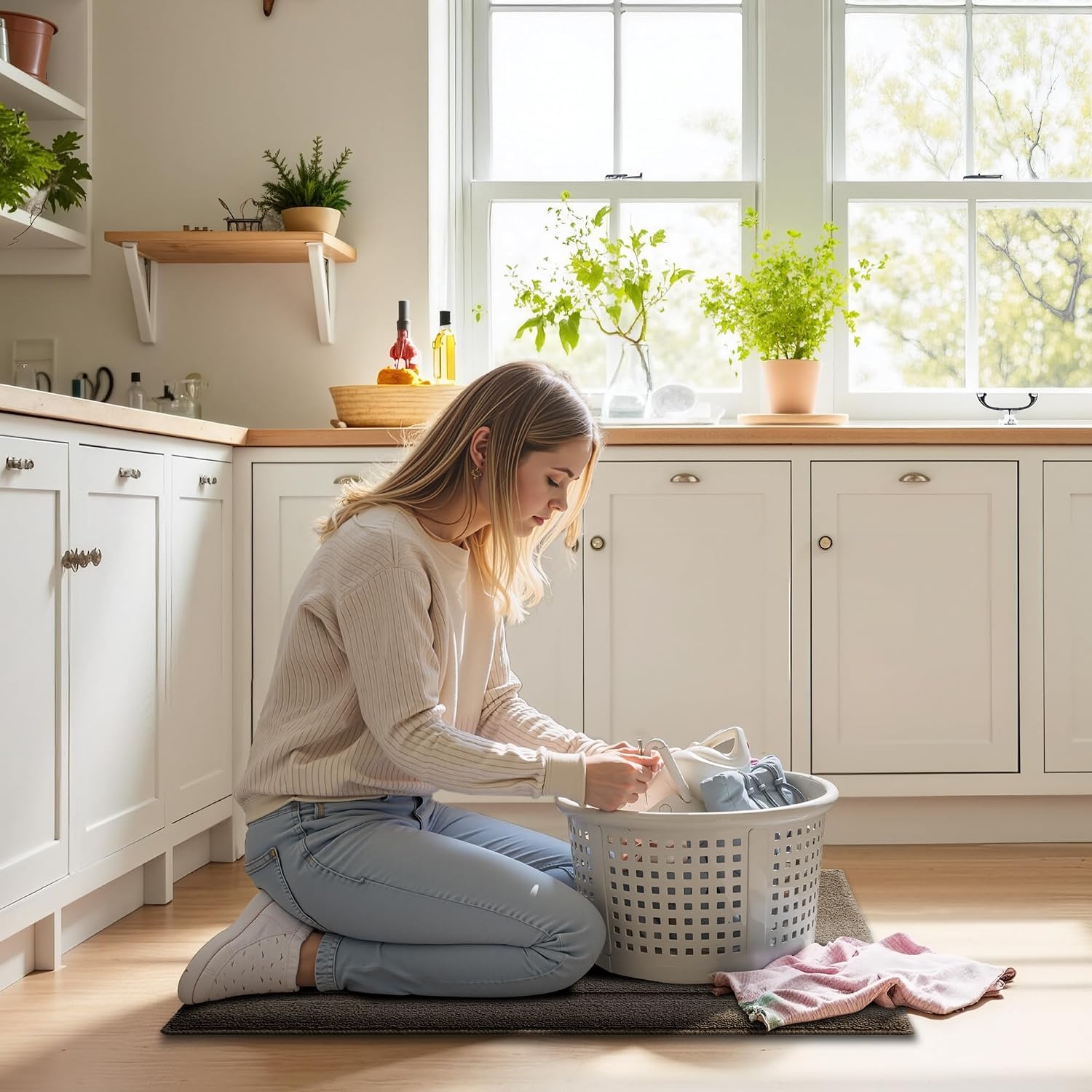 image:imageGRANNY SAYS Kitchen Mats for Floor Kitchen Rugs Non Slip Washable Runner Rugs for Kitchen Floor 47 x 177 Stain Resistant Comfort Standing Mat Made of 100 Polypropylene BlackAlight Brown