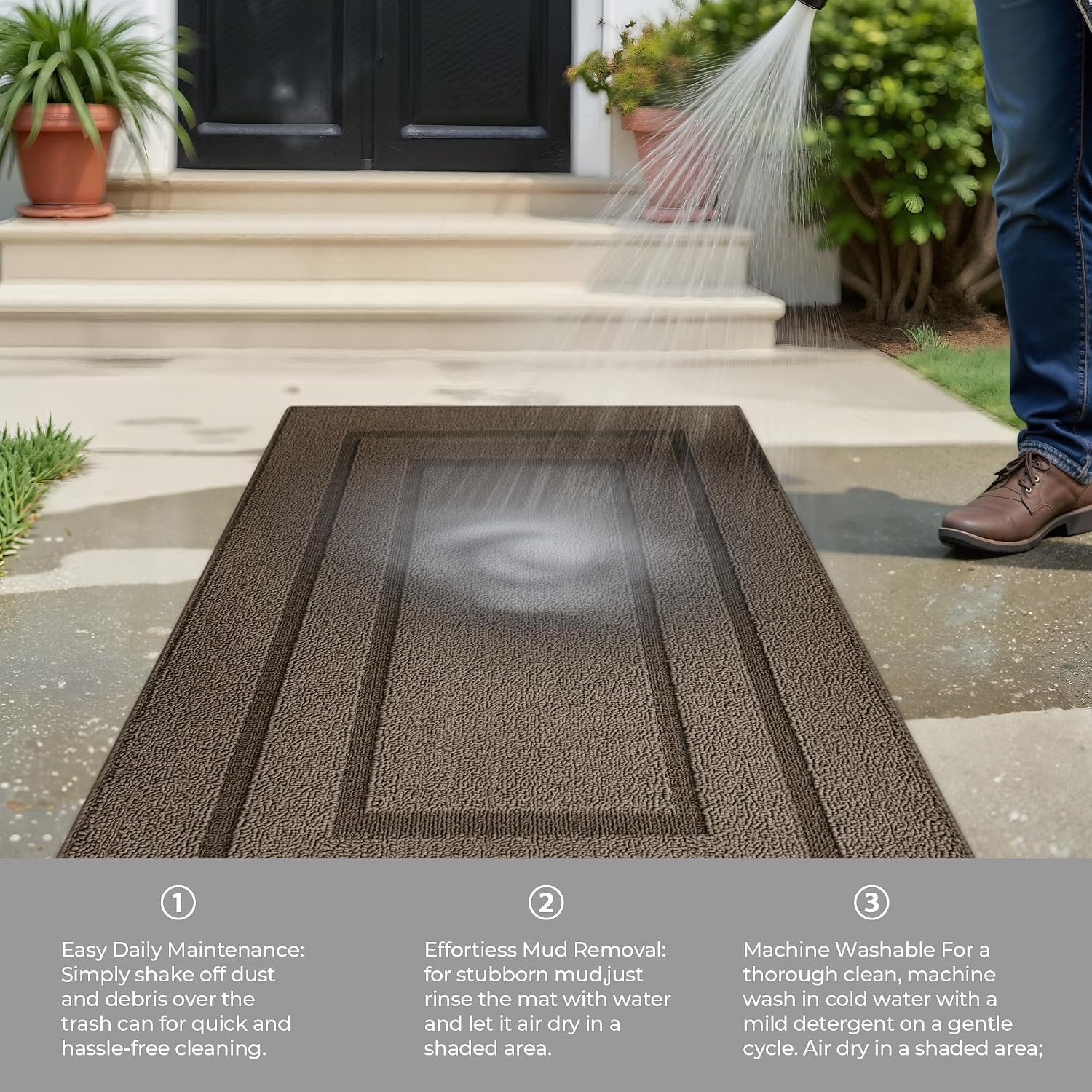 image:imageGRANNY SAYS Kitchen Mats for Floor Kitchen Rugs Non Slip Washable Runner Rugs for Kitchen Floor 47 x 177 Stain Resistant Comfort Standing Mat Made of 100 Polypropylene BlackAlight Brown
