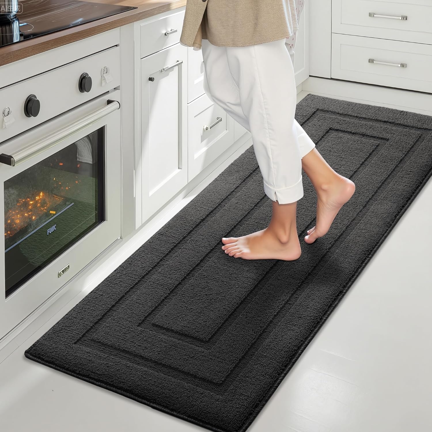 image:imageGRANNY SAYS Kitchen Mats for Floor Kitchen Rugs Non Slip Washable Runner Rugs for Kitchen Floor 47 x 177 Stain Resistant Comfort Standing Mat Made of 100 Polypropylene BlackAcharcoal Grey