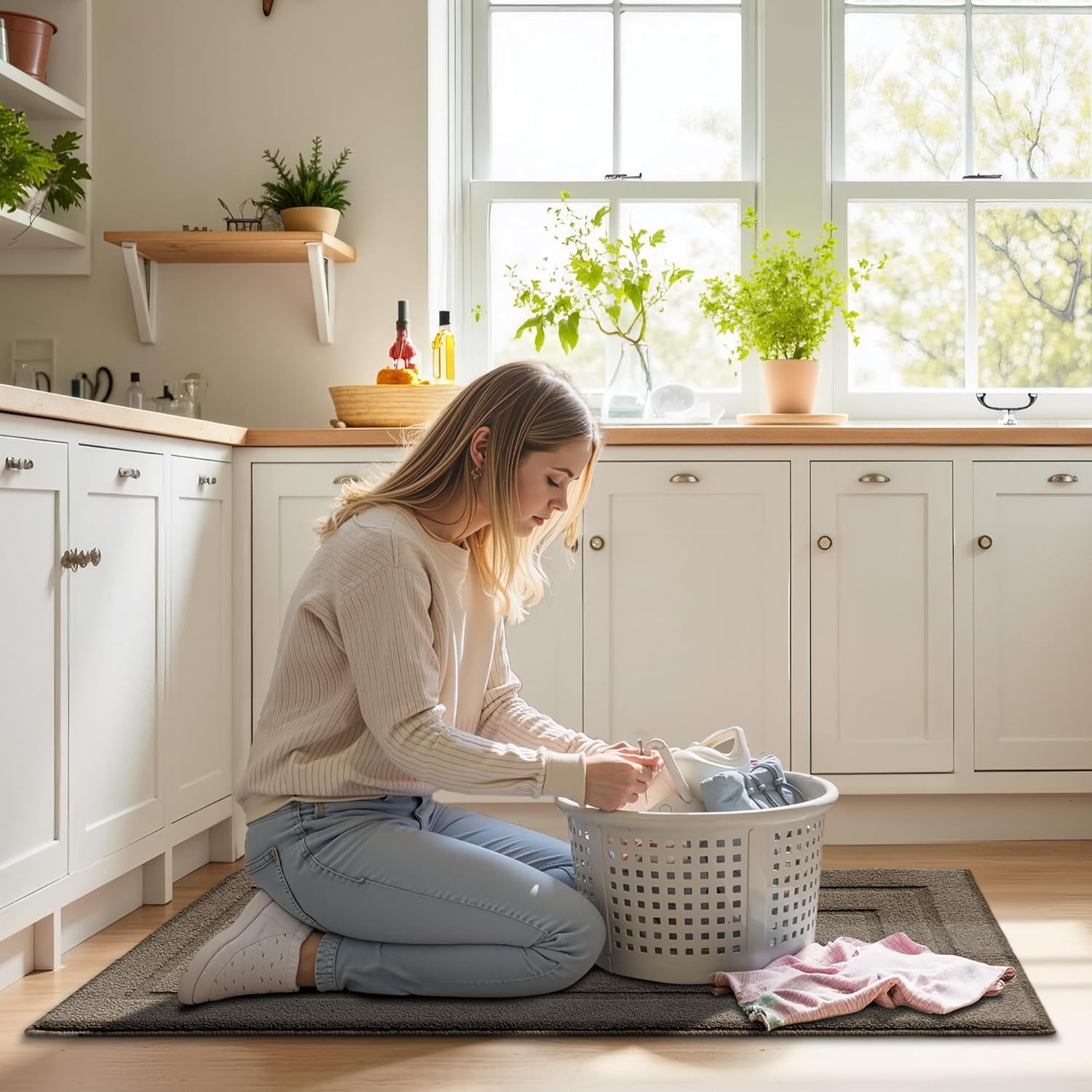 image:imageGRANNY SAYS Kitchen Mats for Floor Kitchen Rugs Non Slip Washable Runner Rugs for Kitchen Floor 47 x 177 Stain Resistant Comfort Standing Mat Made of 100 Polypropylene BlackAlight Brown