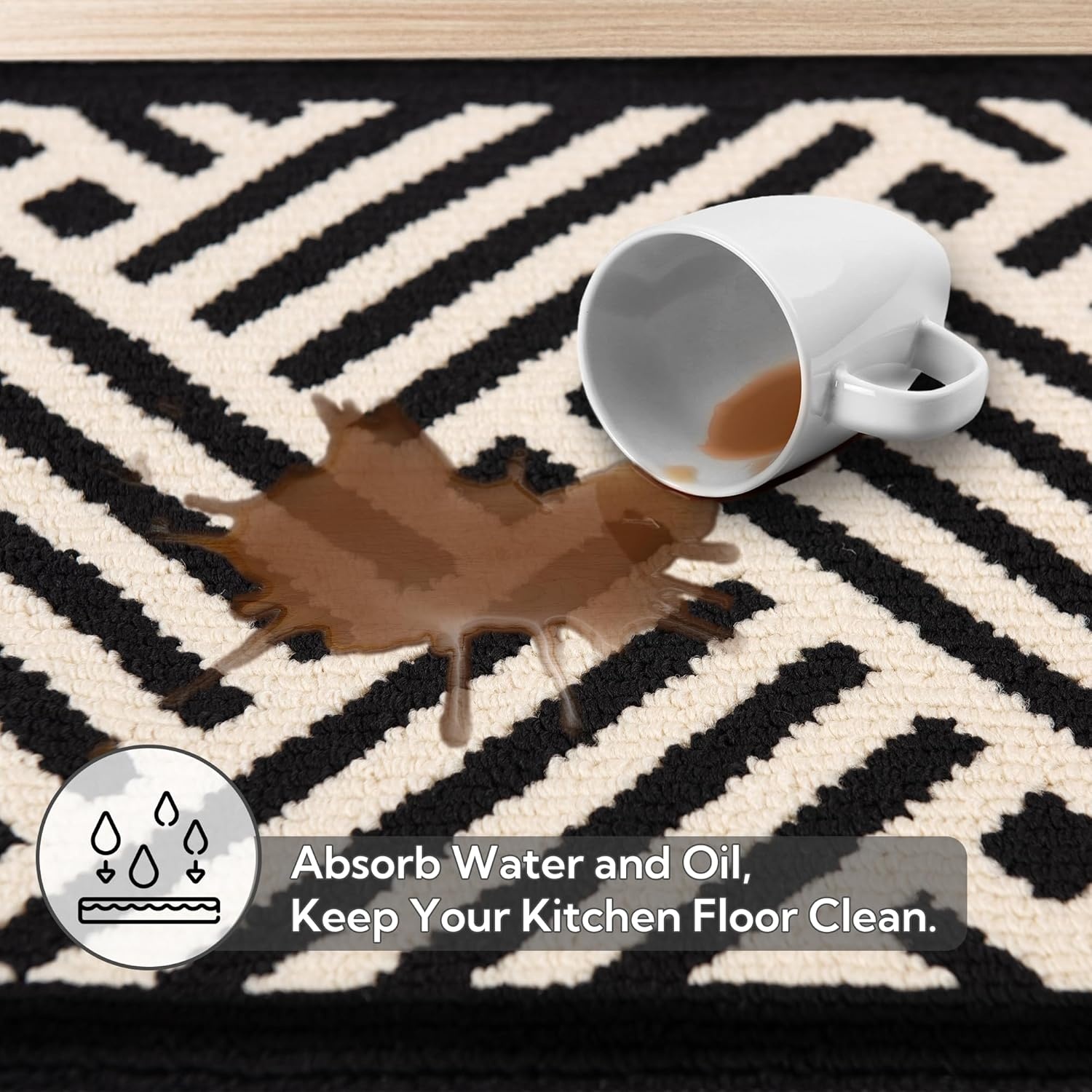 image:imageGRANNY SAYS Kitchen Mats for Floor Kitchen Rugs Non Slip Washable Runner Rugs for Kitchen Floor 47 x 177 Stain Resistant Comfort Standing Mat Made of 100 Polypropylene BlackBlackwave
