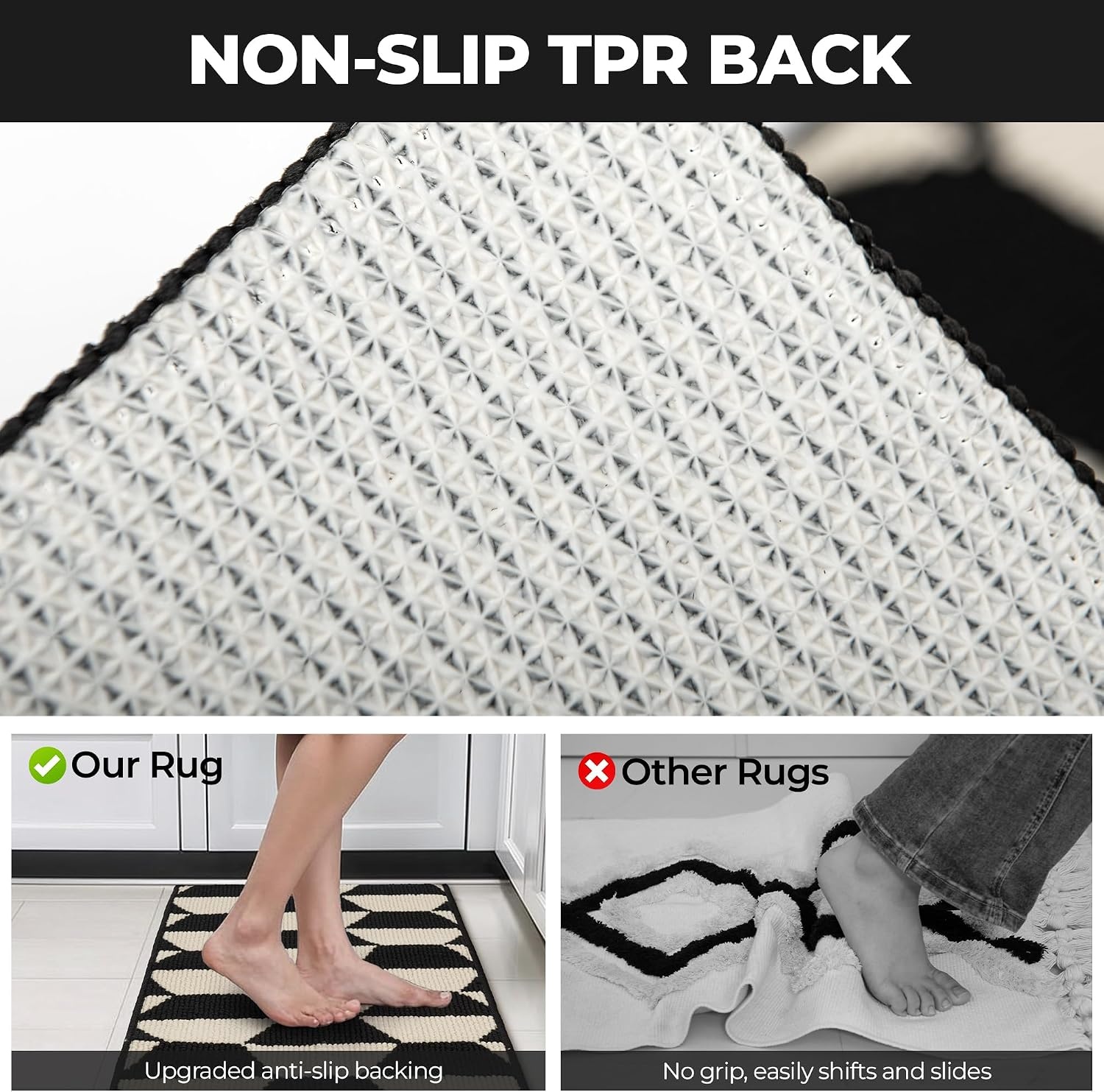 image:imageGRANNY SAYS Kitchen Mats for Floor Kitchen Rugs Non Slip Washable Runner Rugs for Kitchen Floor 47 x 177 Stain Resistant Comfort Standing Mat Made of 100 Polypropylene BlackBlackdiamond