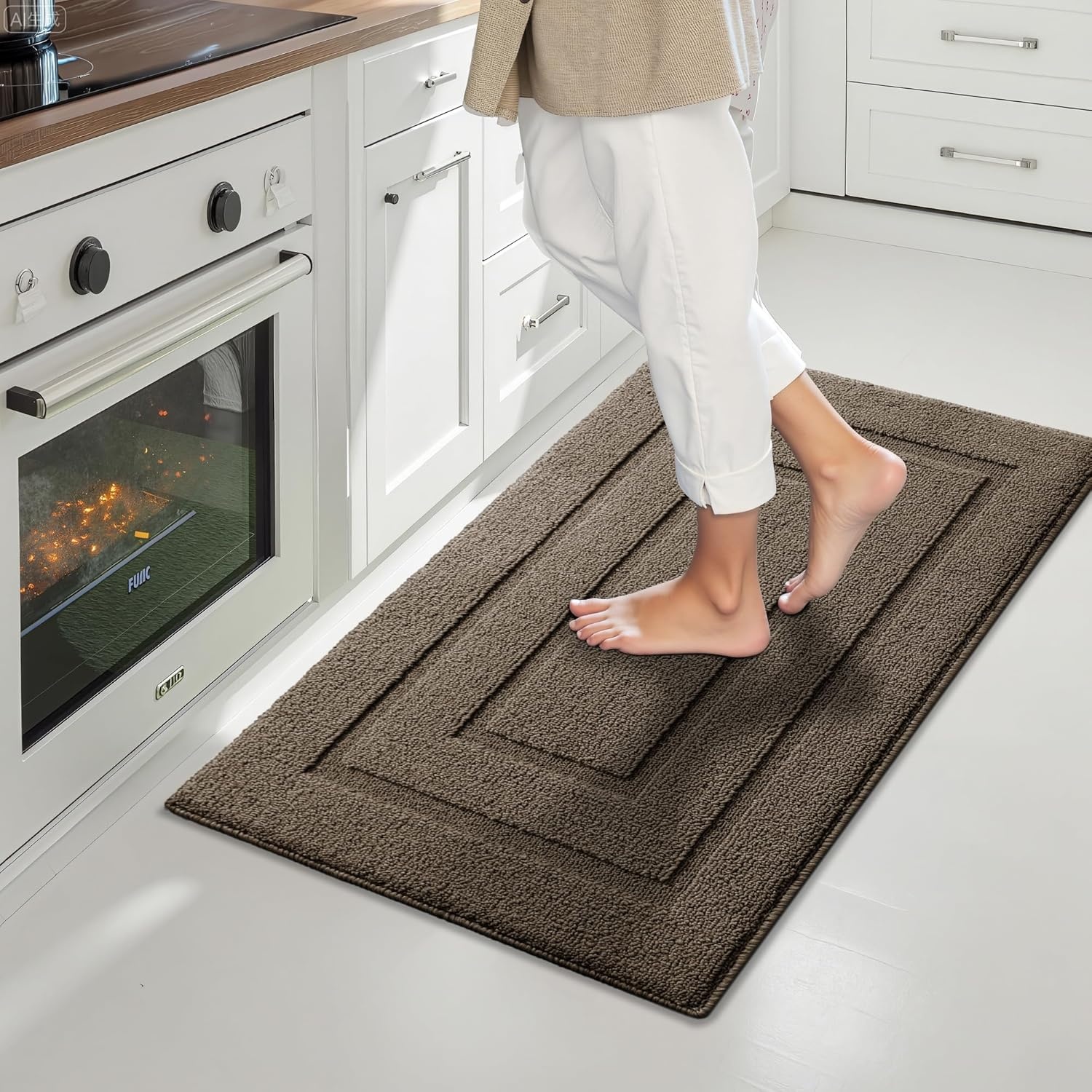 image:imageGRANNY SAYS Kitchen Mats for Floor Kitchen Rugs Non Slip Washable Runner Rugs for Kitchen Floor 47 x 177 Stain Resistant Comfort Standing Mat Made of 100 Polypropylene BlackAlight Brown