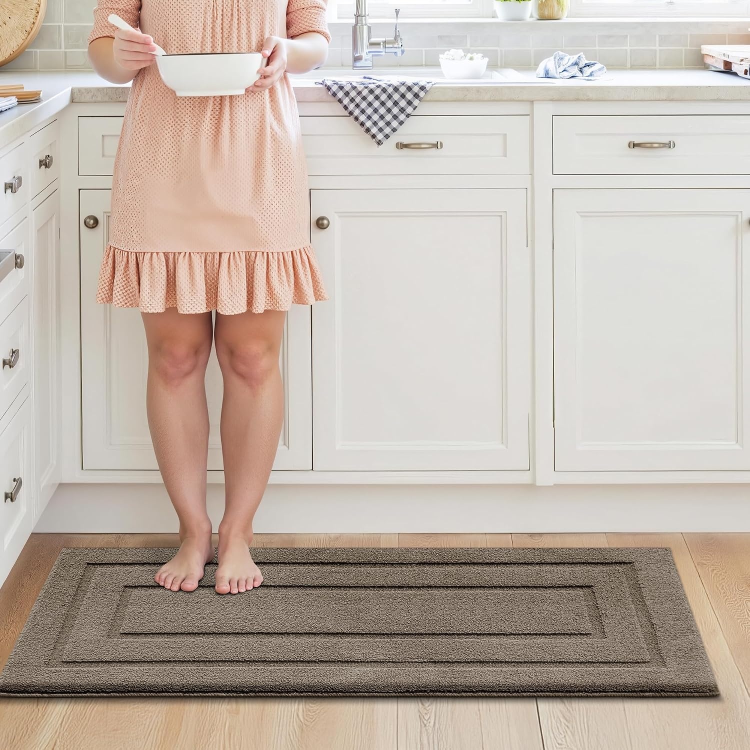 image:imageGRANNY SAYS Kitchen Mats for Floor Kitchen Rugs Non Slip Washable Runner Rugs for Kitchen Floor 47 x 177 Stain Resistant Comfort Standing Mat Made of 100 Polypropylene BlackAlight Brown