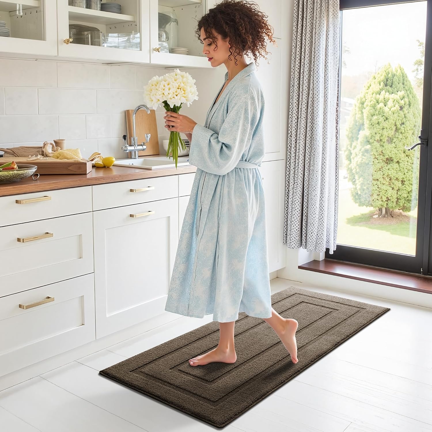 image:imageGRANNY SAYS Kitchen Mats for Floor Kitchen Rugs Non Slip Washable Runner Rugs for Kitchen Floor 47 x 177 Stain Resistant Comfort Standing Mat Made of 100 Polypropylene BlackAlight Brown
