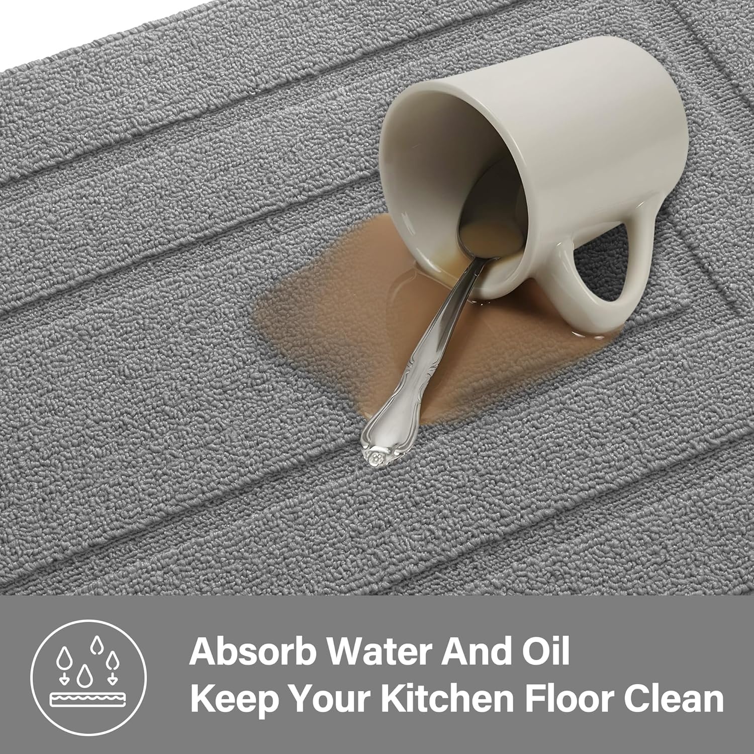 image:imageGRANNY SAYS Kitchen Mats for Floor Kitchen Rugs Non Slip Washable Runner Rugs for Kitchen Floor 47 x 177 Stain Resistant Comfort Standing Mat Made of 100 Polypropylene BlackAgrey