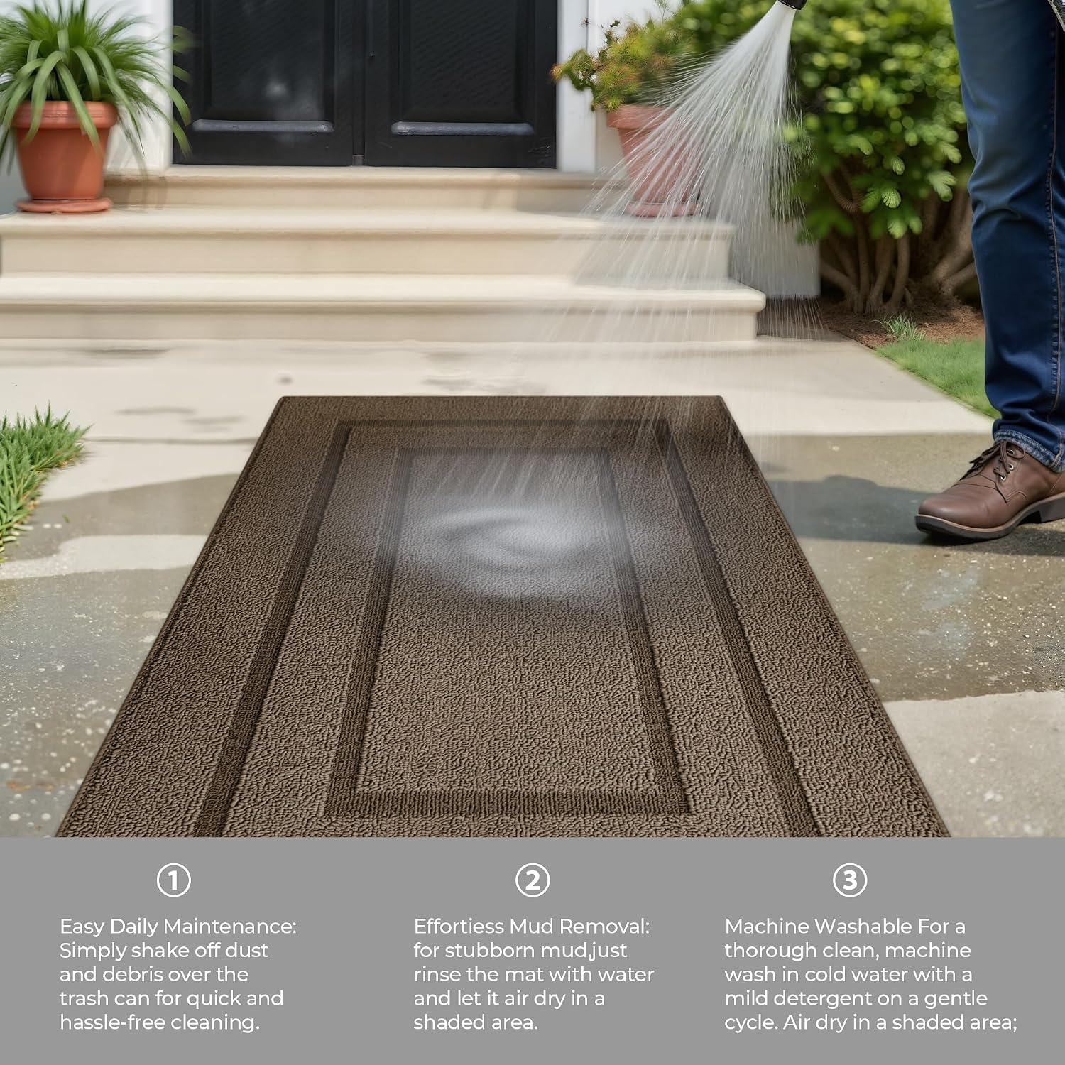 image:imageGRANNY SAYS Kitchen Mats for Floor Kitchen Rugs Non Slip Washable Runner Rugs for Kitchen Floor 47 x 177 Stain Resistant Comfort Standing Mat Made of 100 Polypropylene BlackAlight Brown