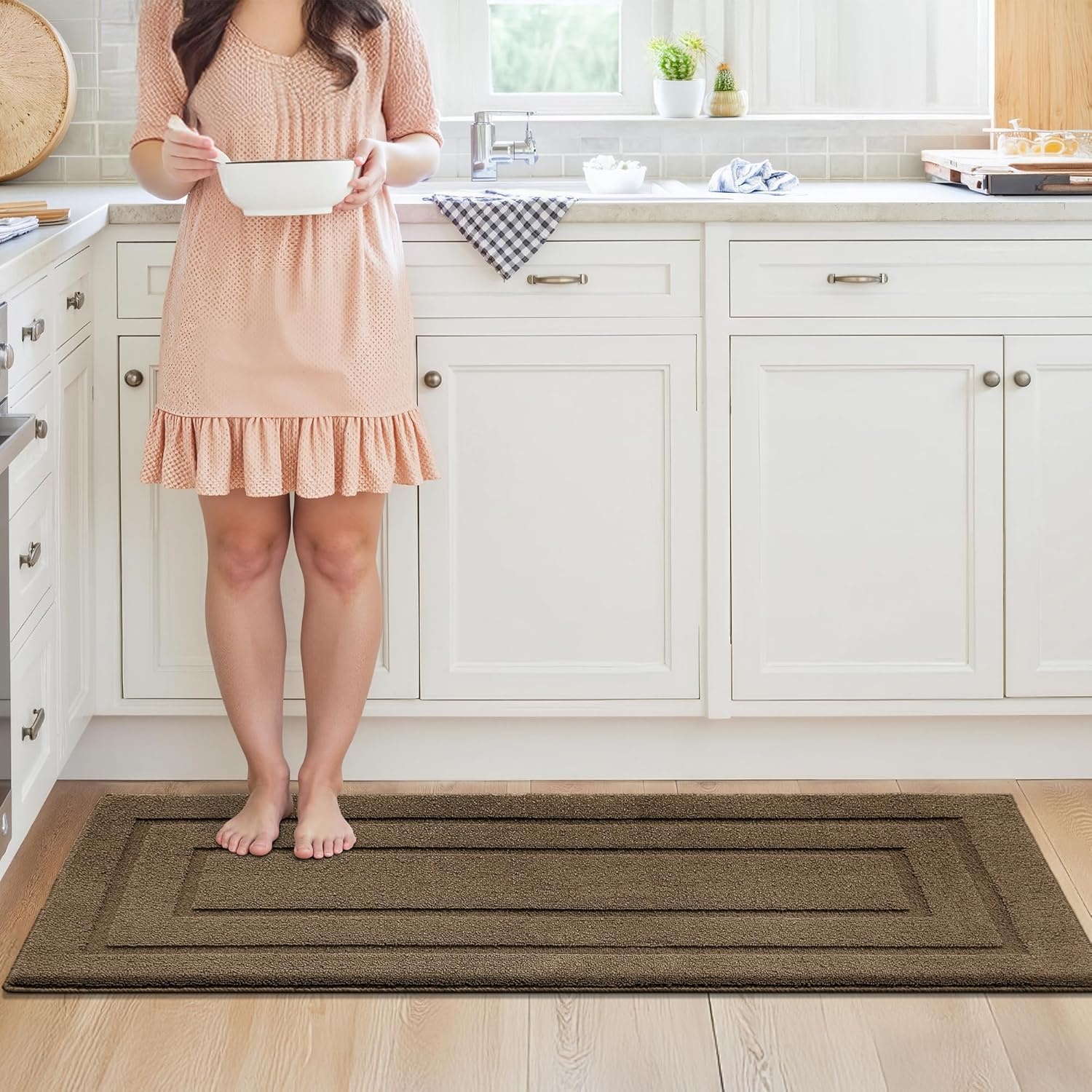 image:imageGRANNY SAYS Kitchen Mats for Floor Kitchen Rugs Non Slip Washable Runner Rugs for Kitchen Floor 47 x 177 Stain Resistant Comfort Standing Mat Made of 100 Polypropylene BlackAlight Brown