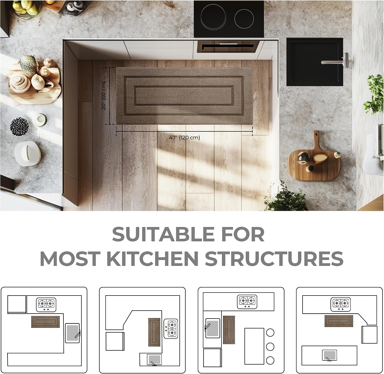 image:imageGRANNY SAYS Kitchen Mats for Floor Kitchen Rugs Non Slip Washable Runner Rugs for Kitchen Floor 47 x 177 Stain Resistant Comfort Standing Mat Made of 100 Polypropylene BlackAlight Brown