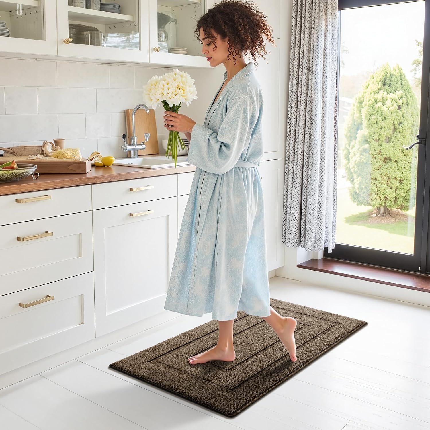 image:imageGRANNY SAYS Kitchen Mats for Floor Kitchen Rugs Non Slip Washable Runner Rugs for Kitchen Floor 47 x 177 Stain Resistant Comfort Standing Mat Made of 100 Polypropylene BlackAlight Brown