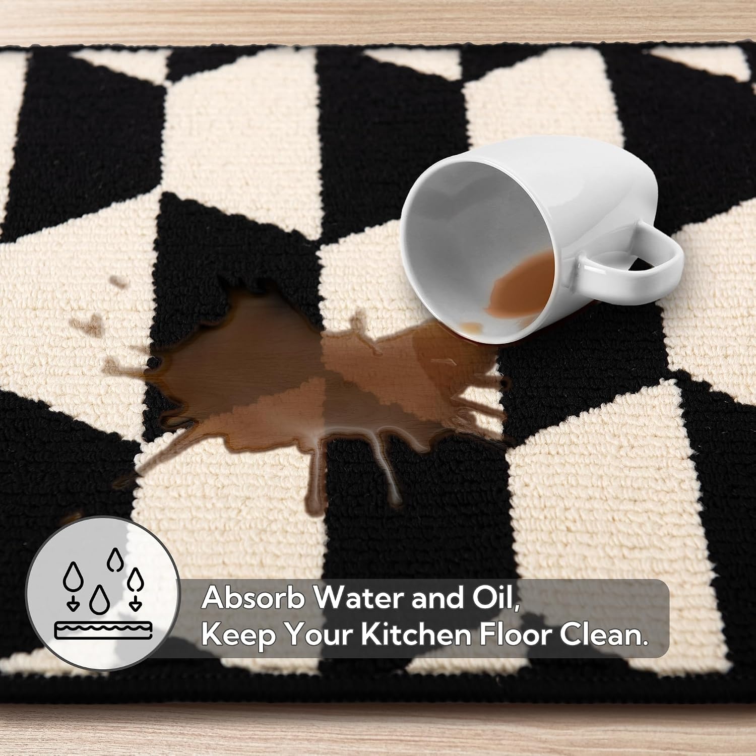 image:imageGRANNY SAYS Kitchen Mats for Floor Kitchen Rugs Non Slip Washable Runner Rugs for Kitchen Floor 47 x 177 Stain Resistant Comfort Standing Mat Made of 100 Polypropylene BlackBlackdiamond
