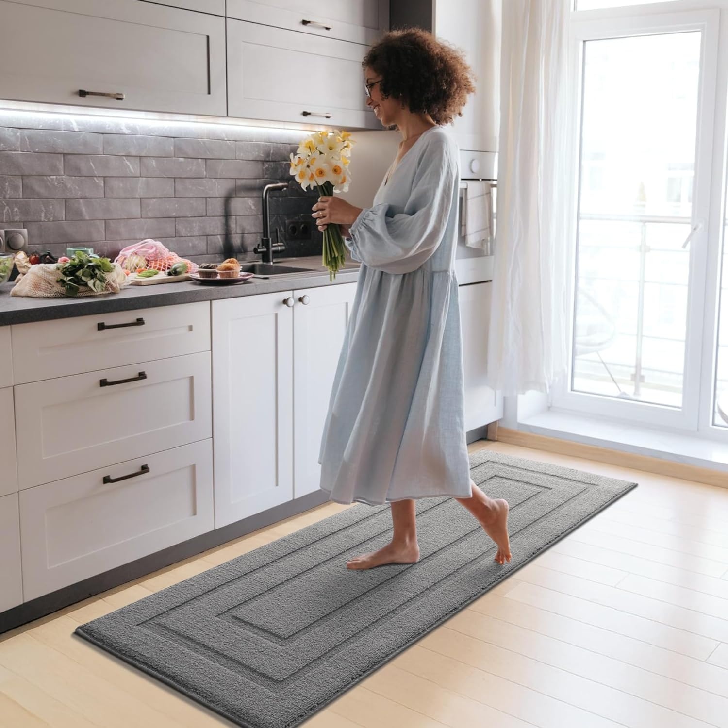 image:imageGRANNY SAYS Kitchen Mats for Floor Kitchen Rugs Non Slip Washable Runner Rugs for Kitchen Floor 47 x 177 Stain Resistant Comfort Standing Mat Made of 100 Polypropylene BlackAgrey