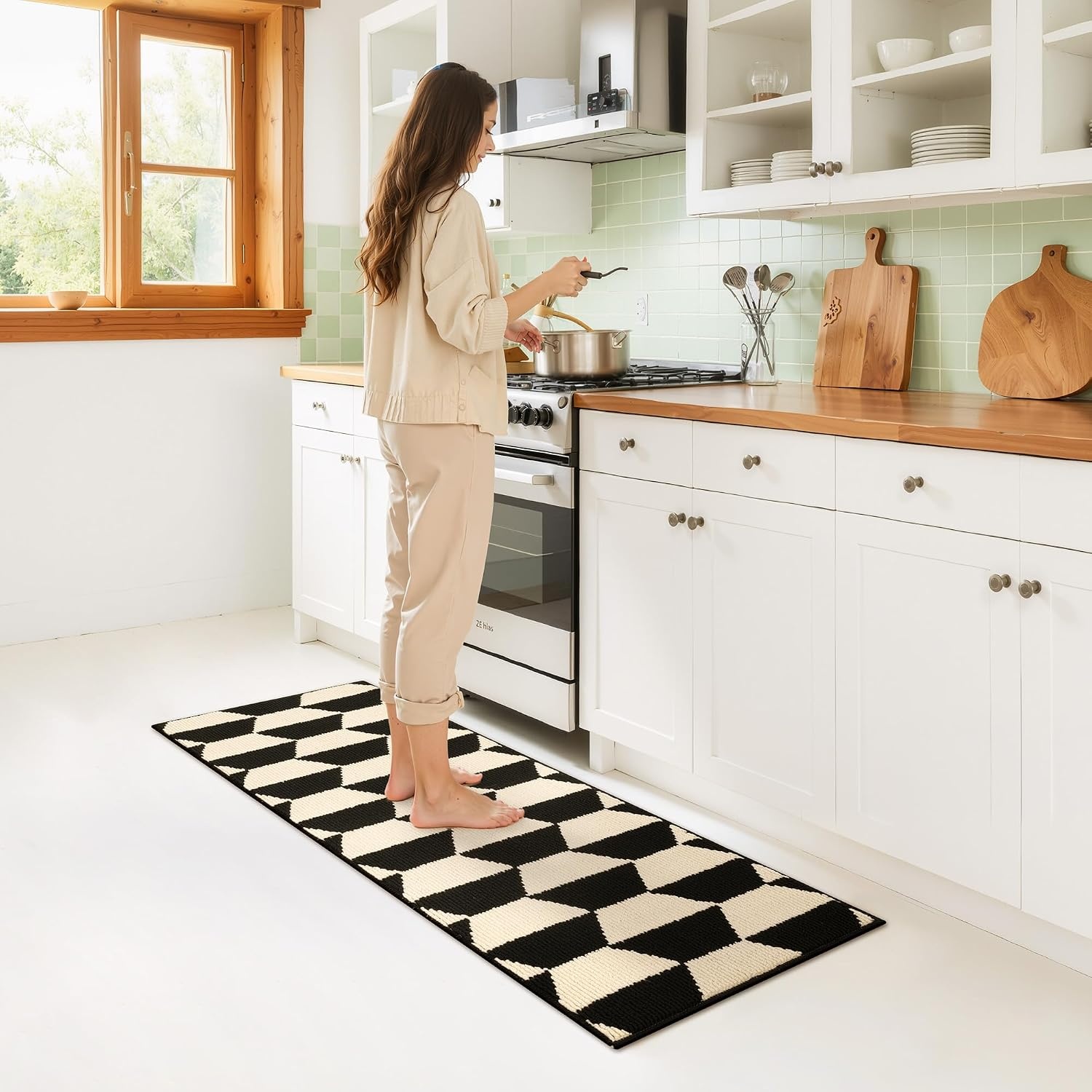 image:imageGRANNY SAYS Kitchen Mats for Floor Kitchen Rugs Non Slip Washable Runner Rugs for Kitchen Floor 47 x 177 Stain Resistant Comfort Standing Mat Made of 100 Polypropylene BlackBlackdiamond