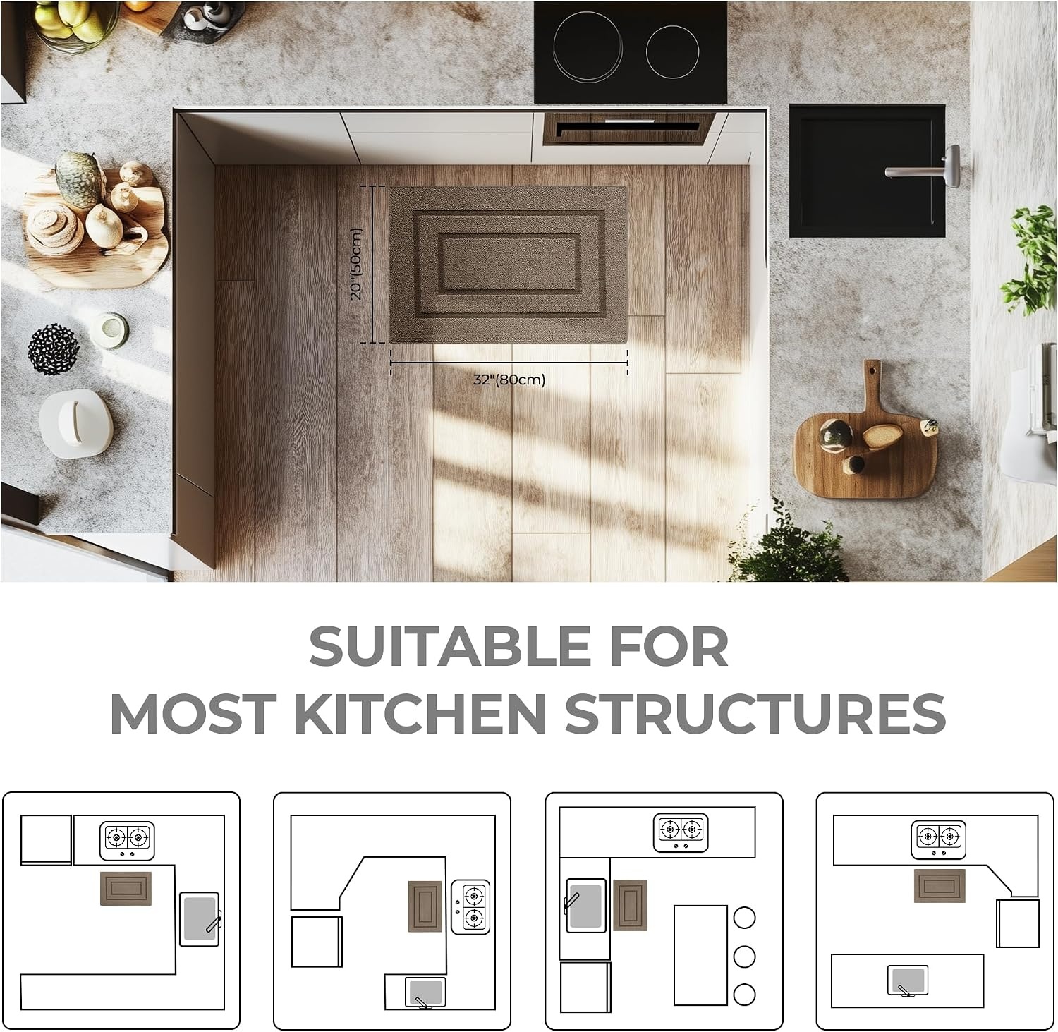 image:imageGRANNY SAYS Kitchen Mats for Floor Kitchen Rugs Non Slip Washable Runner Rugs for Kitchen Floor 47 x 177 Stain Resistant Comfort Standing Mat Made of 100 Polypropylene BlackAlight Brown