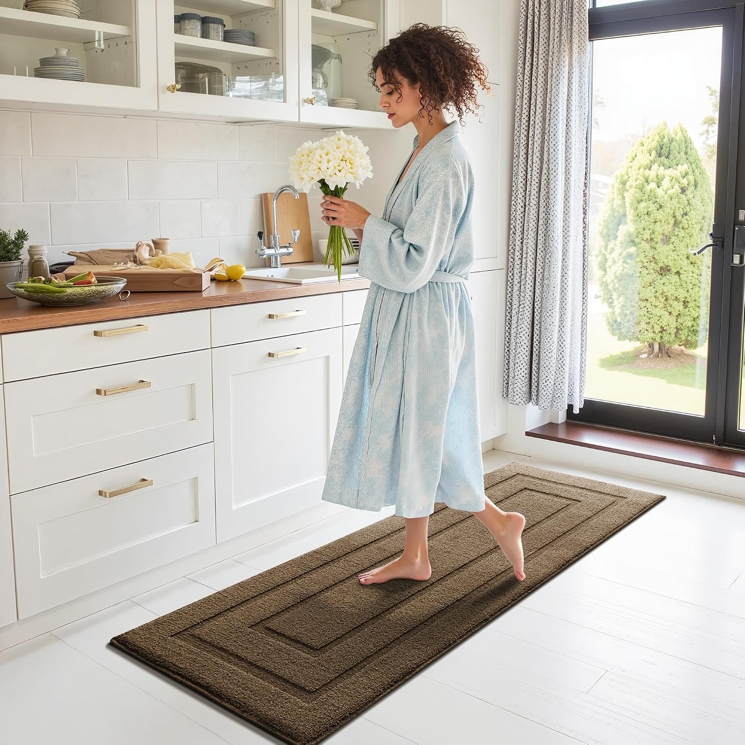 image:imageGRANNY SAYS Kitchen Mats for Floor Kitchen Rugs Non Slip Washable Runner Rugs for Kitchen Floor 47 x 177 Stain Resistant Comfort Standing Mat Made of 100 Polypropylene BlackAlight Brown