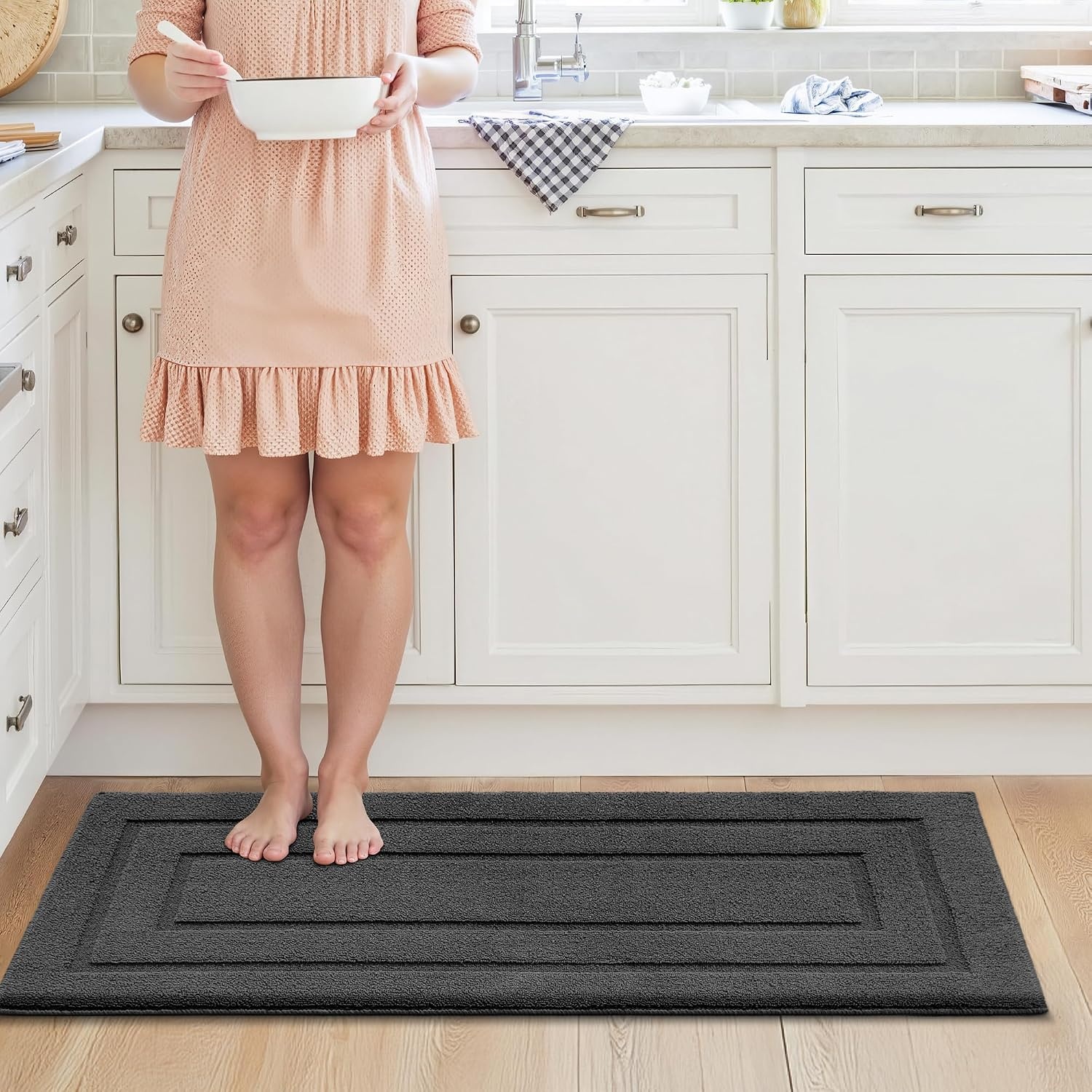 image:imageGRANNY SAYS Kitchen Mats for Floor Kitchen Rugs Non Slip Washable Runner Rugs for Kitchen Floor 47 x 177 Stain Resistant Comfort Standing Mat Made of 100 Polypropylene BlackAcharcoal Grey