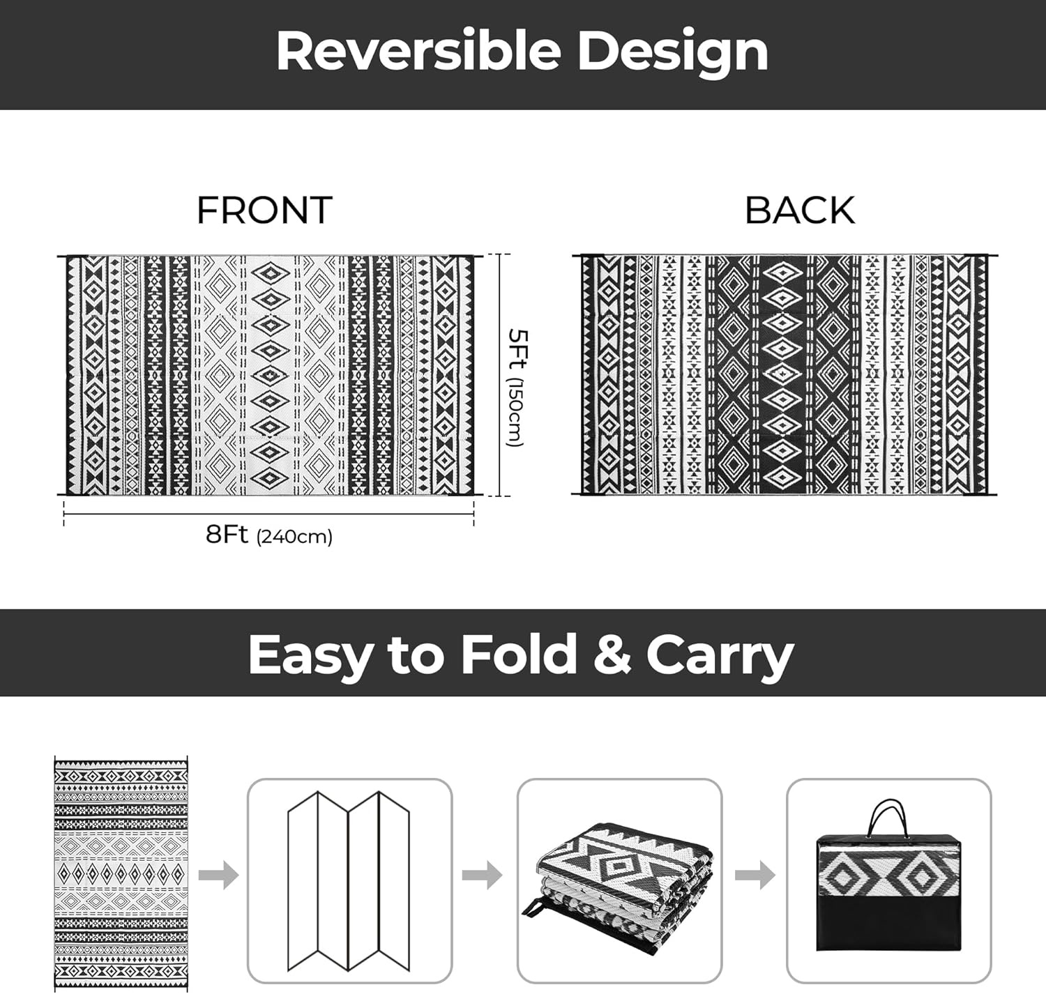 image:imageGRANNY SAYS Outdoor Plastic Straw Rug Indoor Outdoor Rugs 5x8 ft Waterproof Outdoor Mat Reversible Patio Rug for Camping RV Porch Deck Balcony Backyard Boho