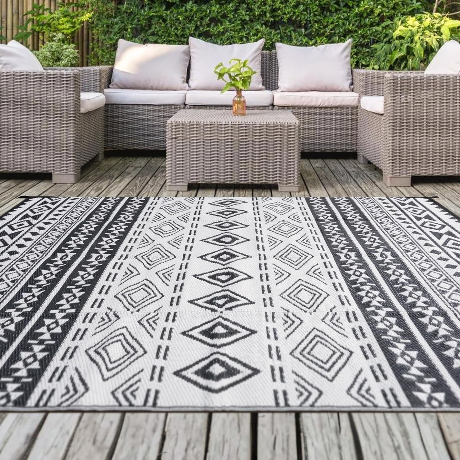 image:imageGRANNY SAYS Outdoor Plastic Straw Rug Indoor Outdoor Rugs 5x8 ft Waterproof Outdoor Mat Reversible Patio Rug for Camping RV Porch Deck Balcony Backyard Boho