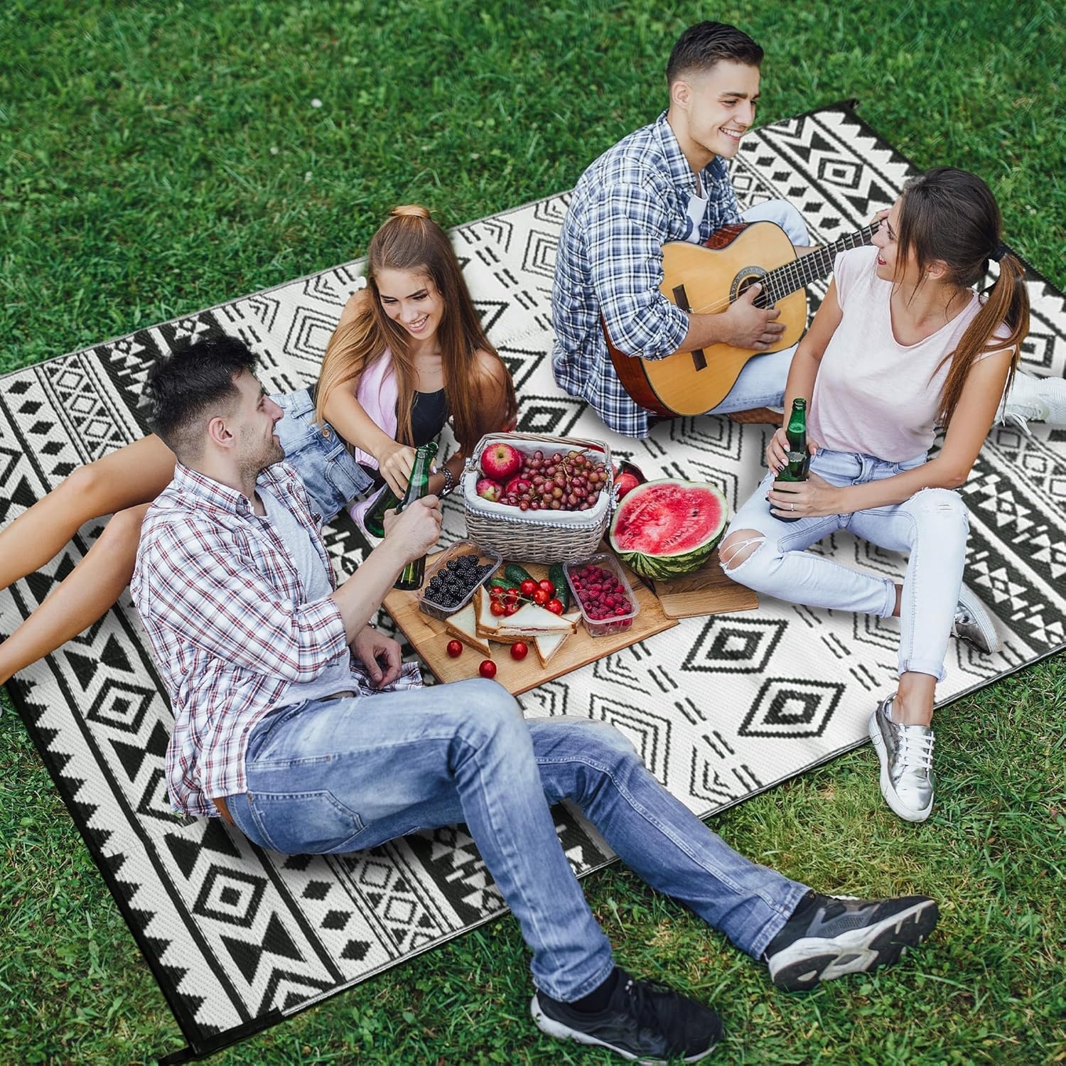 image:imageGRANNY SAYS Outdoor Plastic Straw Rug Indoor Outdoor Rugs 5x8 ft Waterproof Outdoor Mat Reversible Patio Rug for Camping RV Porch Deck Balcony Backyard Boho