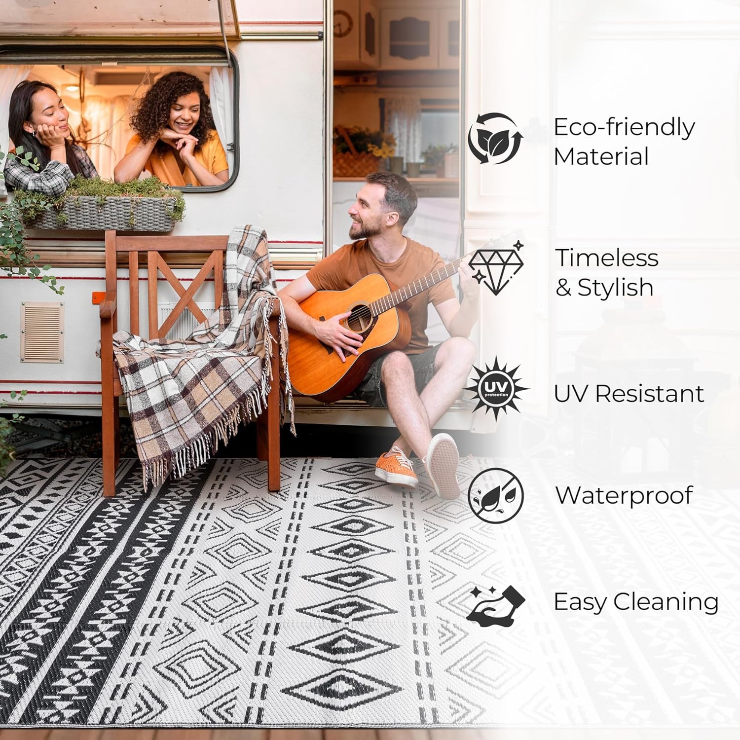 image:imageGRANNY SAYS Outdoor Plastic Straw Rug Indoor Outdoor Rugs 5x8 ft Waterproof Outdoor Mat Reversible Patio Rug for Camping RV Porch Deck Balcony Backyard Boho