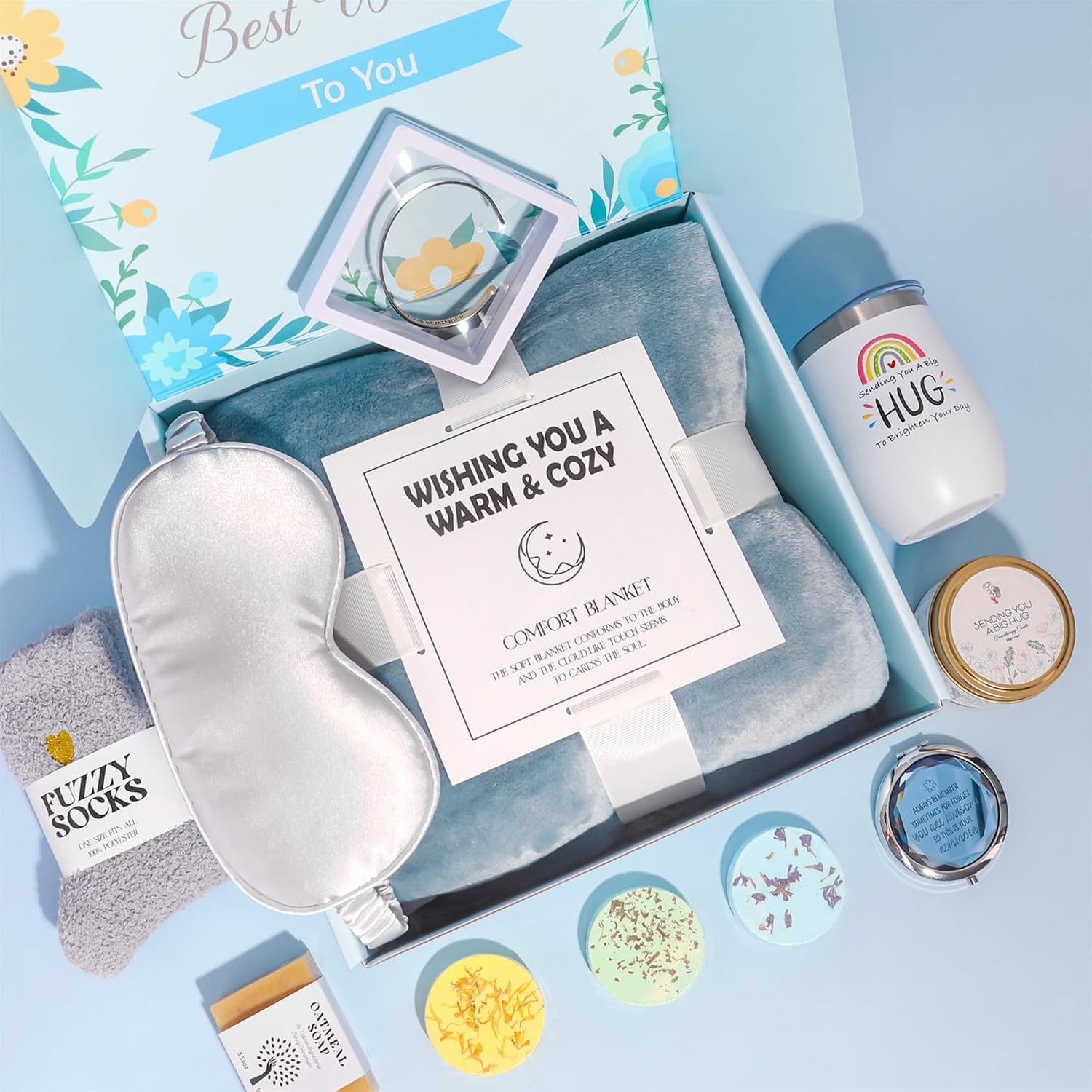 image:imageGRANNY SAYS Spa Gifts Set for Mom Birthday Gifts for Mom Self Care for Women with Luxury Flannel Blanket Thank You Gifts Get Well Gifts for Women Mom Best Friends Wife Sister Blue