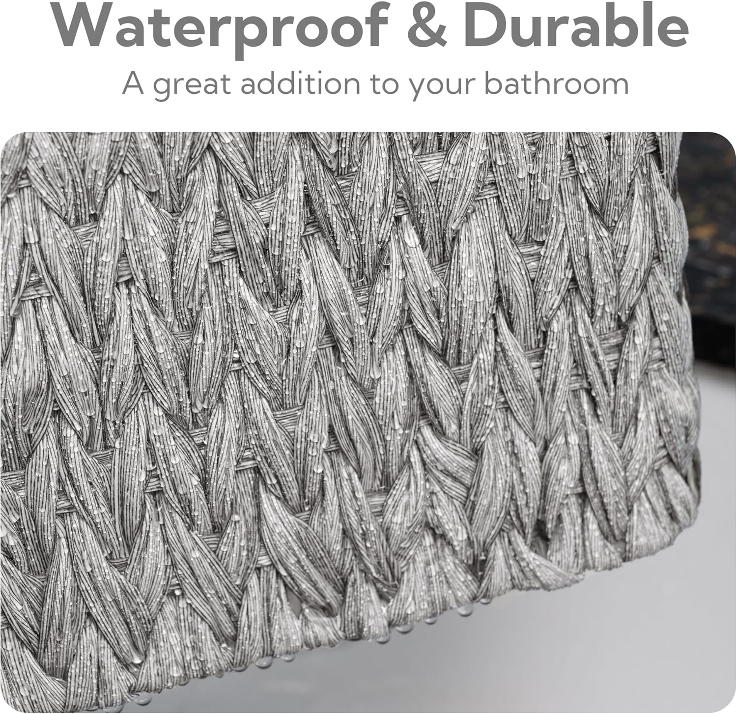 image:imageGRANNY SAYS Storage Baskets for Shelves Waterproof Basket Set for Organizing Toilet Wicker Basket Tank Topper Wicker Baskets with Handles Dark Brown 3PackGray