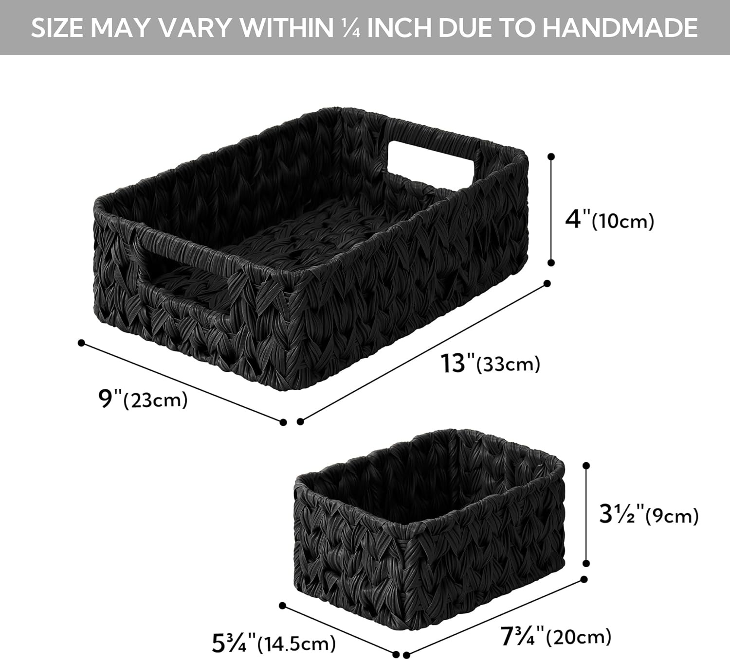 image:imageGRANNY SAYS Storage Baskets for Shelves Waterproof Basket Set for Organizing Toilet Wicker Basket Tank Topper Wicker Baskets with Handles Dark Brown 3PackBlack