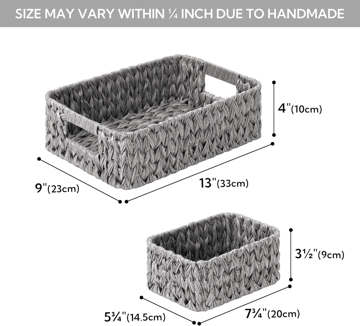 image:imageGRANNY SAYS Storage Baskets for Shelves Waterproof Basket Set for Organizing Toilet Wicker Basket Tank Topper Wicker Baskets with Handles Dark Brown 3PackGray