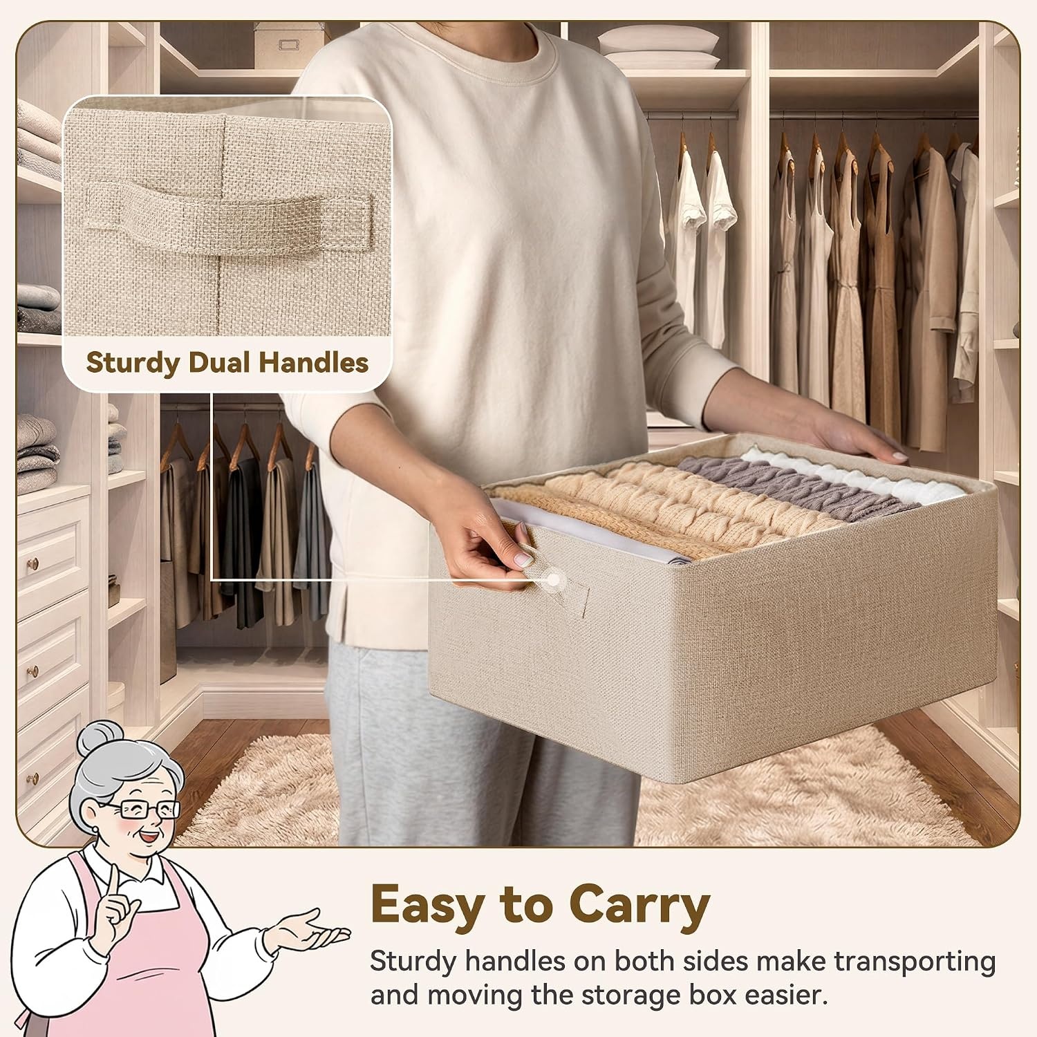 image:imageGRANNY SAYS Storage Baskets with Metal Frame Closet Organizer Bins Decorative Clothes Storage Bin Foldable Sturdy for Organizing Shelves Living Room Bedroom Blankets Books Beige 2PackLight Taupe