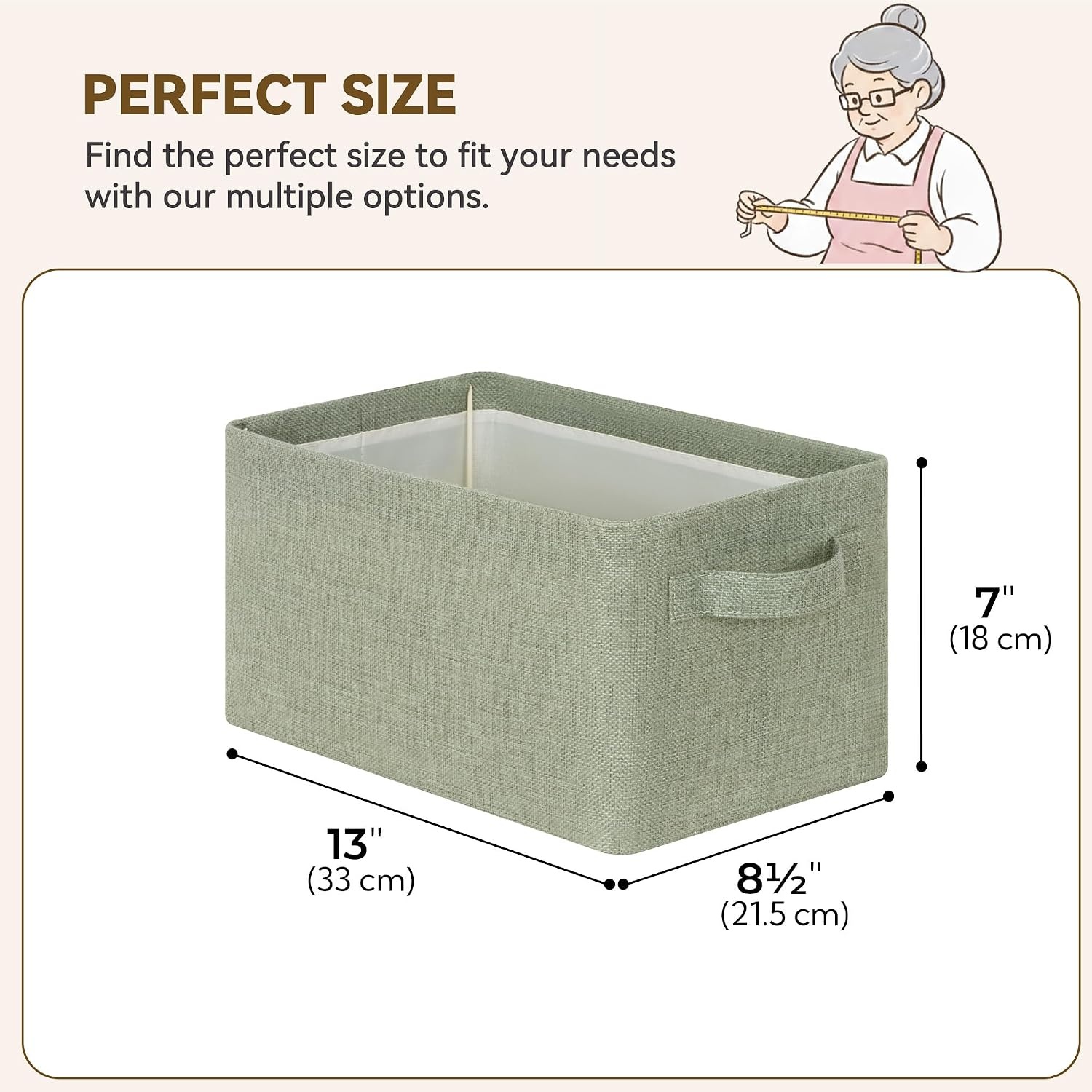 image:imageGRANNY SAYS Storage Baskets with Metal Frame Closet Organizer Bins Decorative Clothes Storage Bin Foldable Sturdy for Organizing Shelves Living Room Bedroom Blankets Books Beige 2PackSage Green