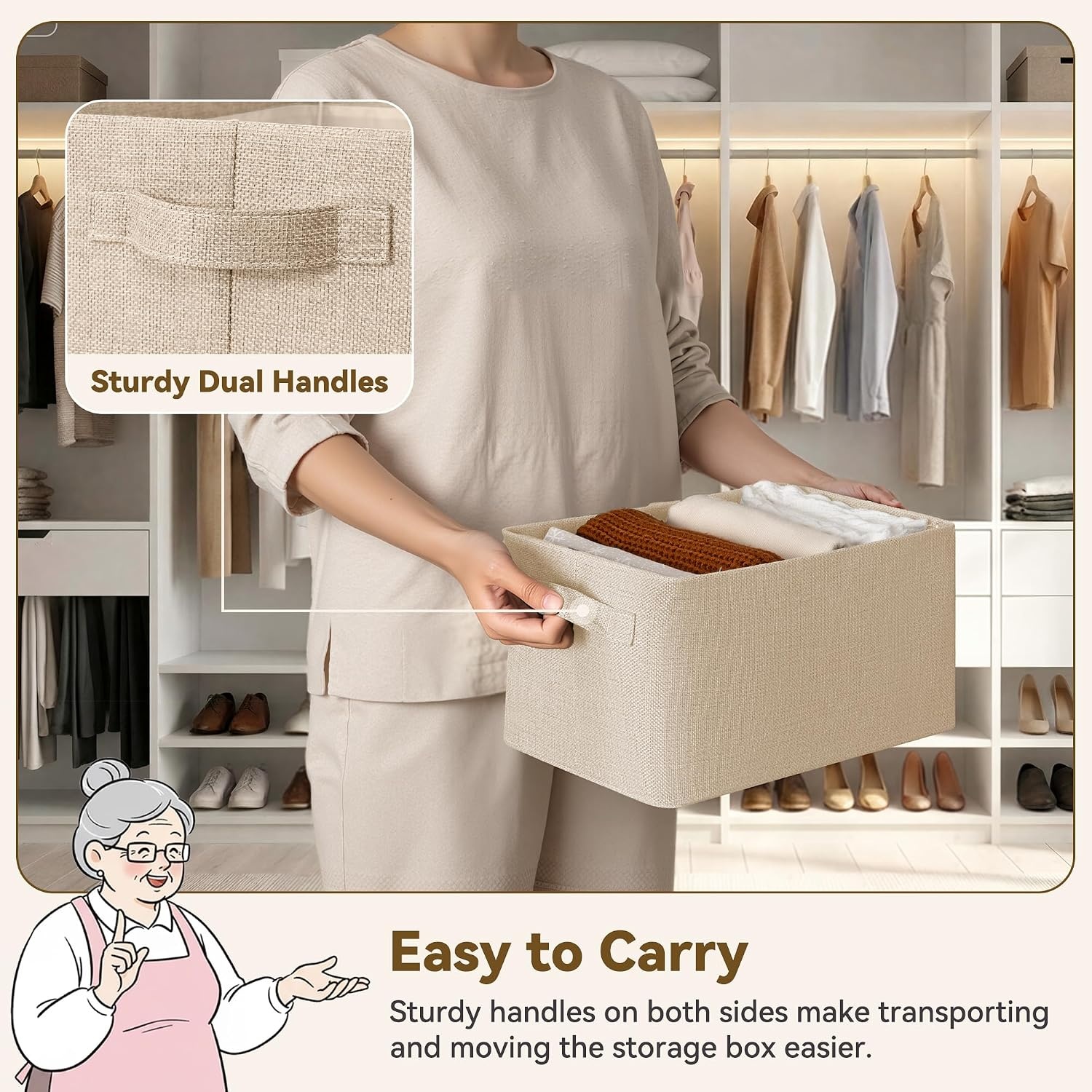 image:imageGRANNY SAYS Storage Baskets with Metal Frame Closet Organizer Bins Decorative Clothes Storage Bin Foldable Sturdy for Organizing Shelves Living Room Bedroom Blankets Books Beige 2PackLight Taupe