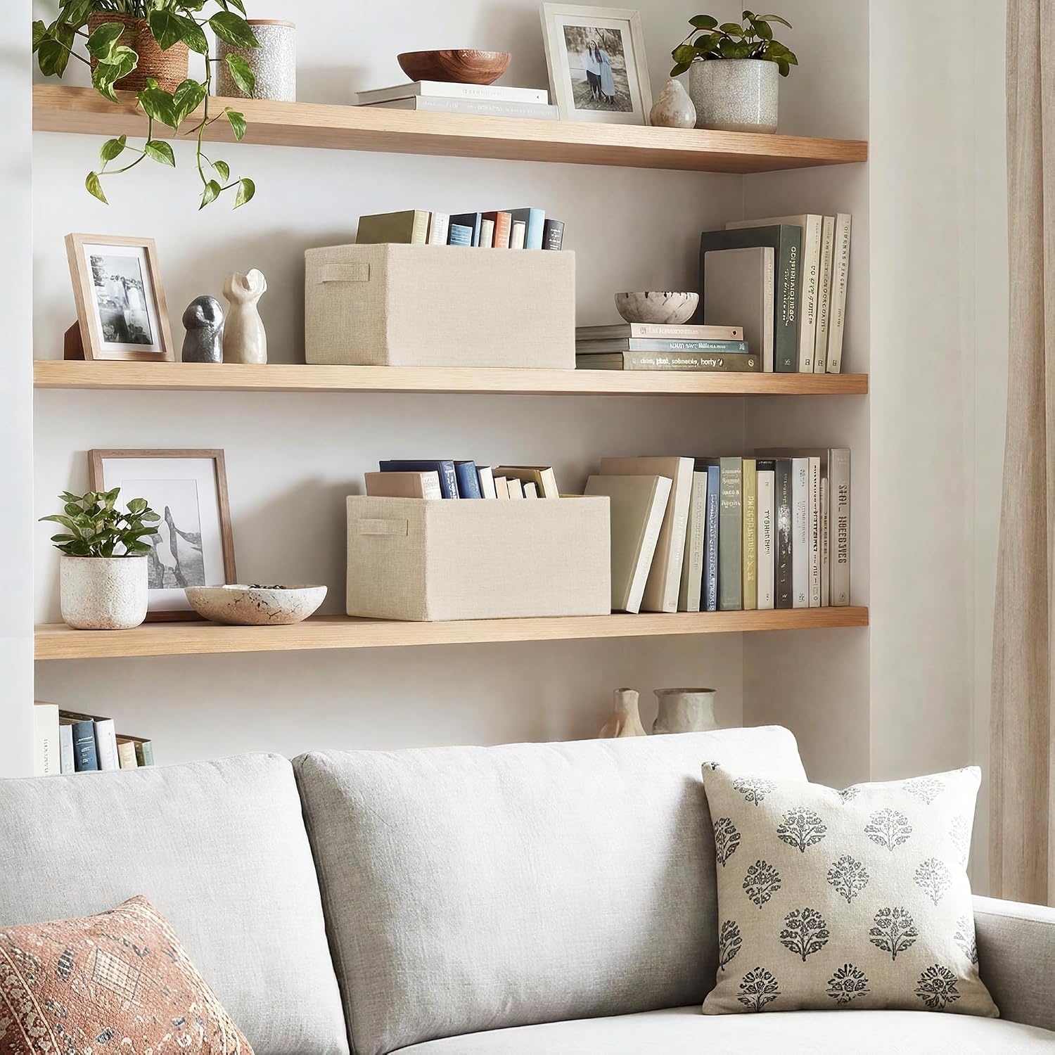 image:imageGRANNY SAYS Storage Baskets with Metal Frame Closet Organizer Bins Decorative Clothes Storage Bin Foldable Sturdy for Organizing Shelves Living Room Bedroom Blankets Books Beige 2PackLight Taupe