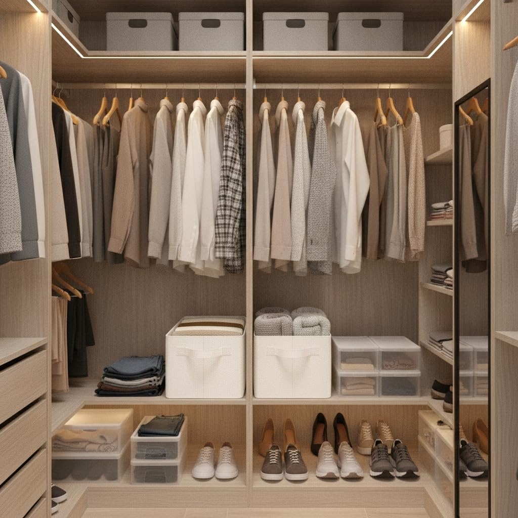 image:imageGRANNY SAYS Storage Bins for Closet Linen Closet Organizers and Storage Baskets with Metal Frame Shelf Storage Bins for Organizing Living Room Bedroom Wardrobe Foldable Sturdy Beige 2PackBeige