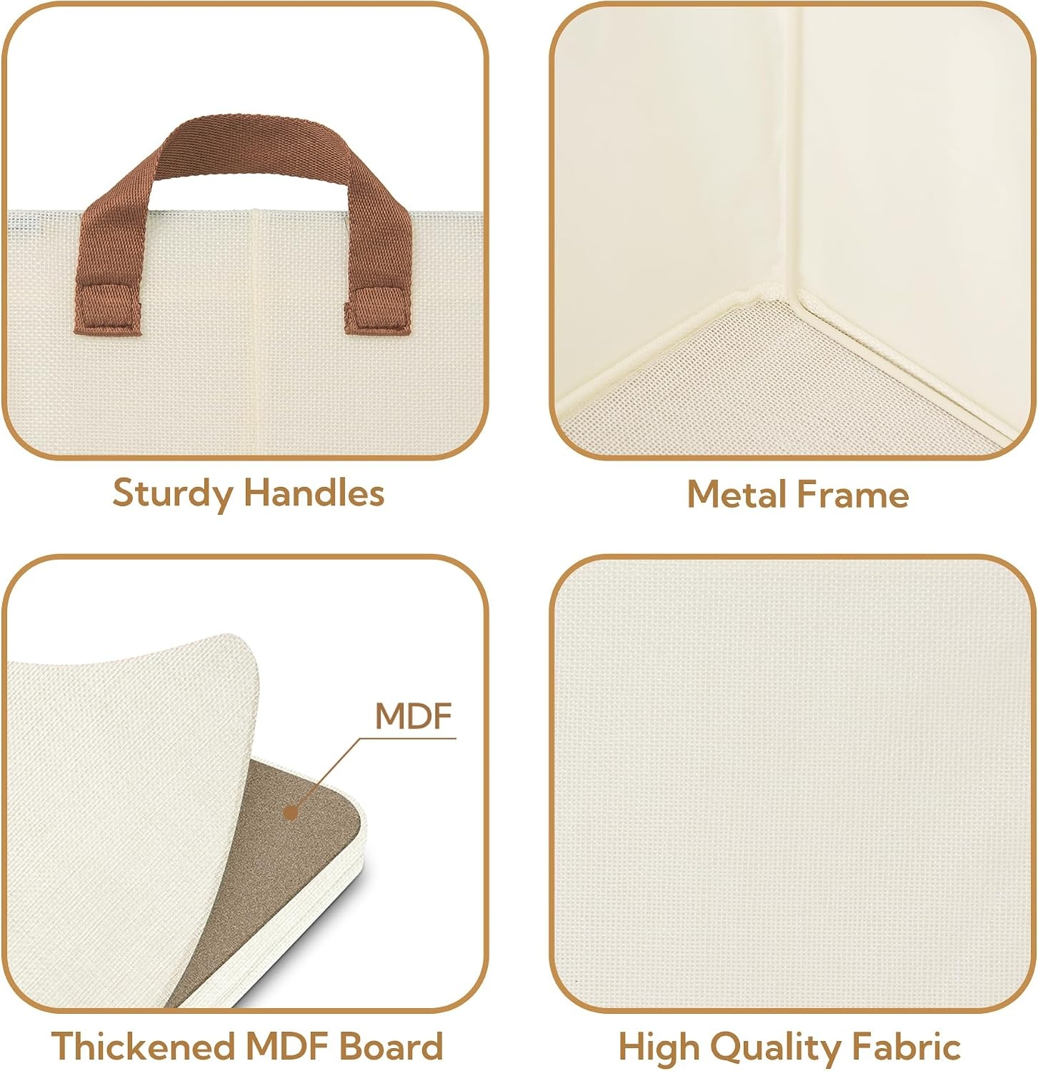 image:imageGRANNY SAYS Storage Bins for Closet Linen Closet Organizers and Storage Baskets with Metal Frame Shelf Storage Bins for Organizing Living Room Bedroom Wardrobe Foldable Sturdy Beige 2PackIvory