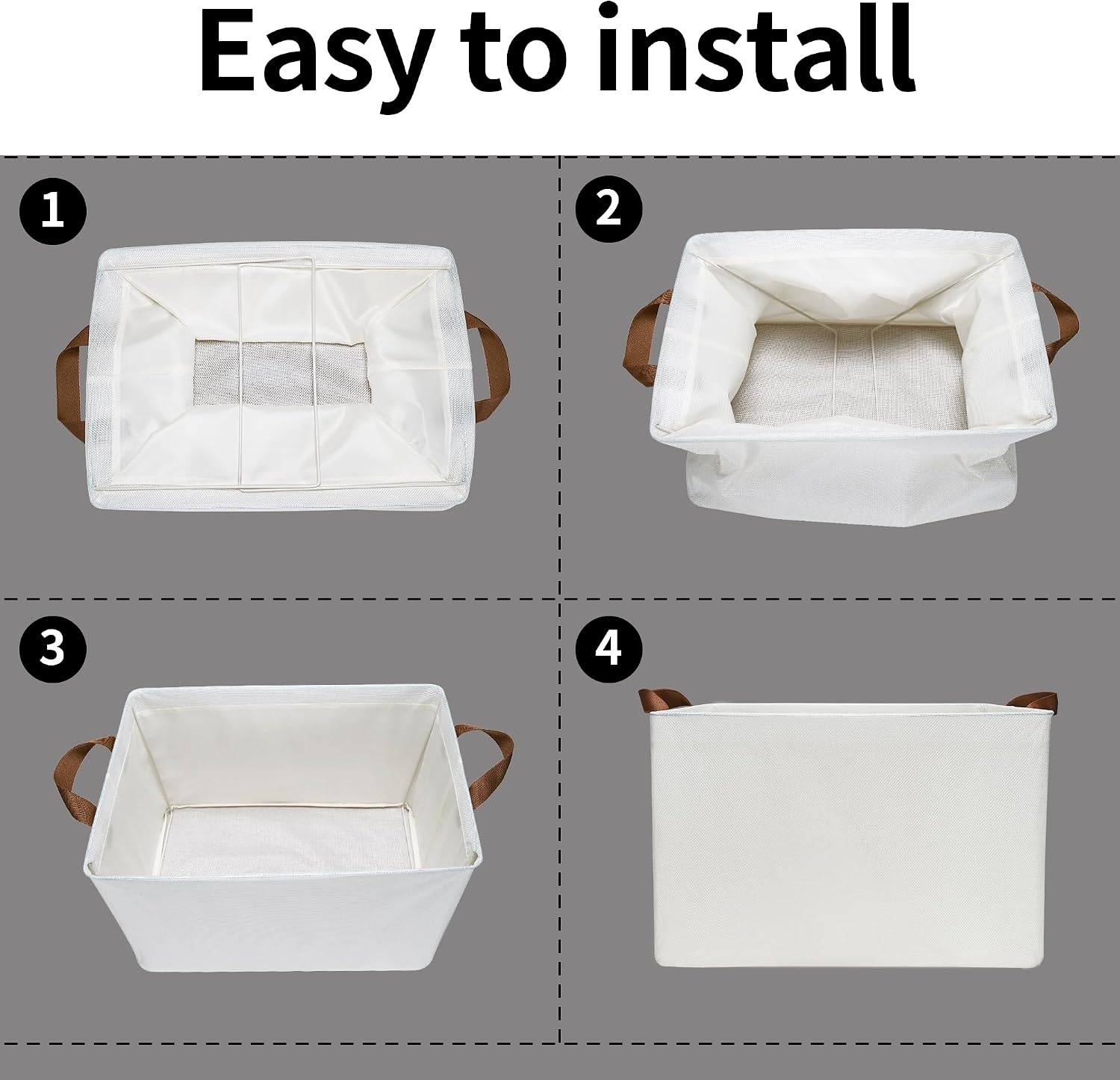 image:imageGRANNY SAYS Storage Bins for Closet Linen Closet Organizers and Storage Baskets with Metal Frame Shelf Storage Bins for Organizing Living Room Bedroom Wardrobe Foldable Sturdy Beige 2PackIvory
