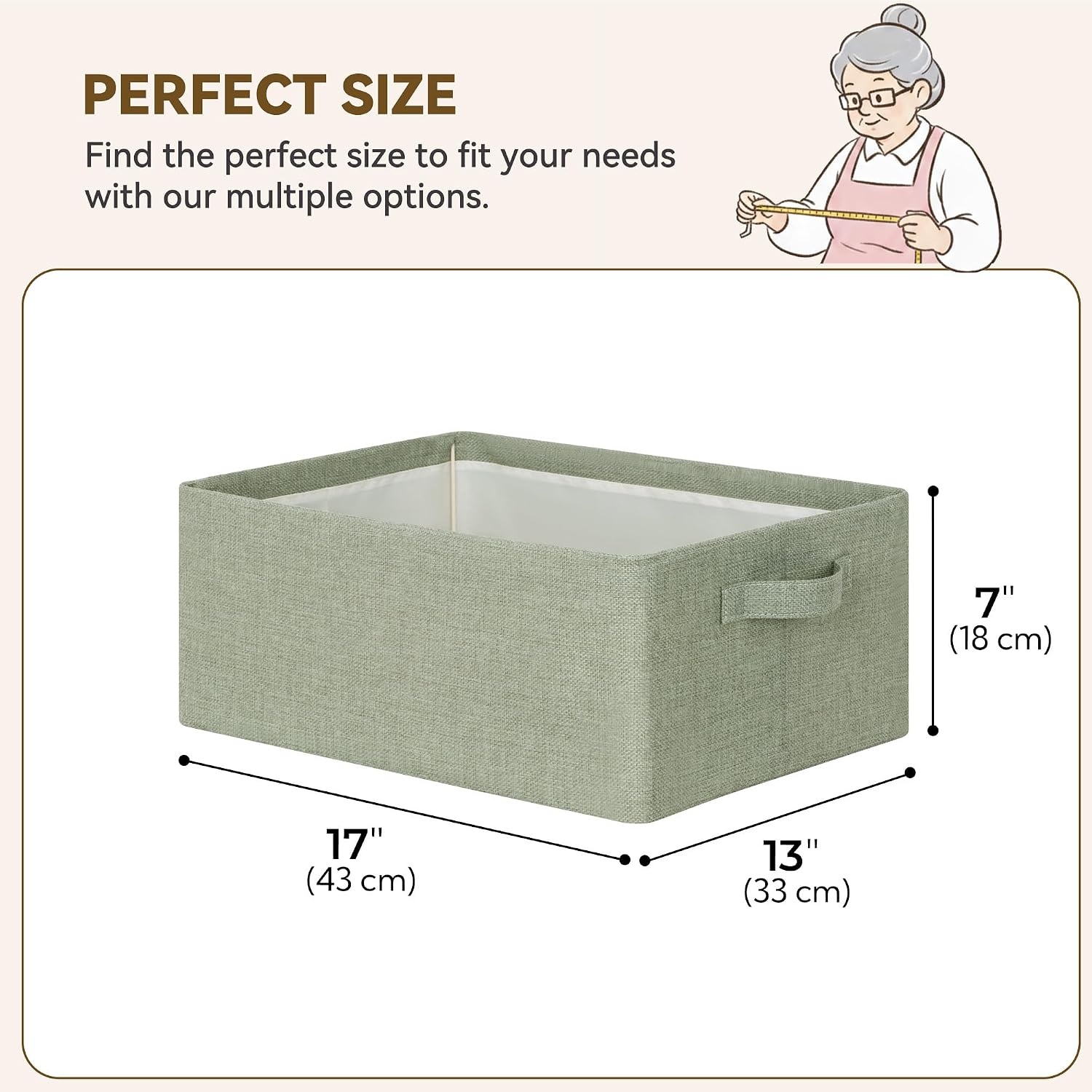 image:imageGRANNY SAYS Storage Bins for Closet Linen Closet Organizers and Storage Baskets with Metal Frame Shelf Storage Bins for Organizing Living Room Bedroom Wardrobe Foldable Sturdy Beige 2PackSage Green