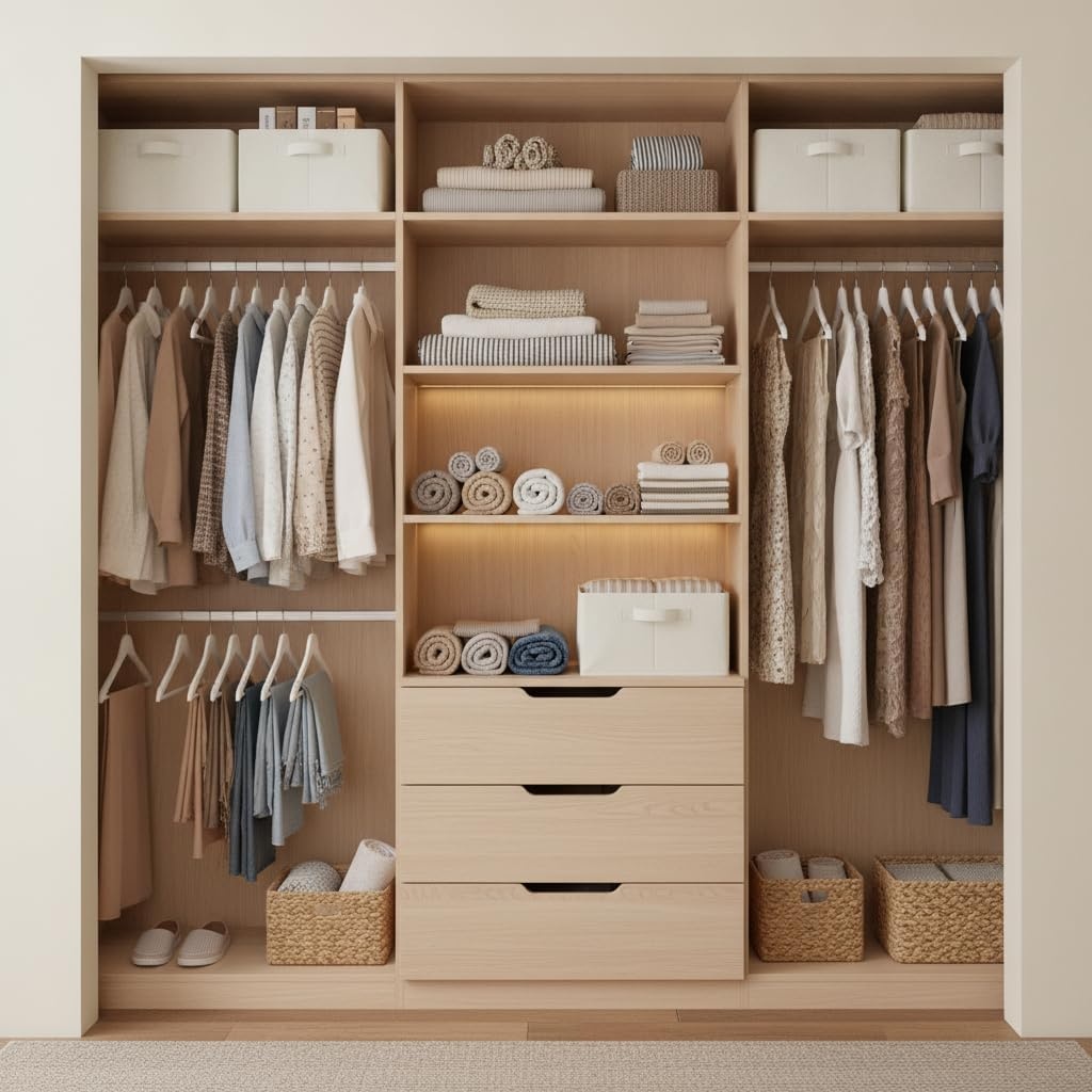 image:imageGRANNY SAYS Storage Bins for Closet Linen Closet Organizers and Storage Baskets with Metal Frame Shelf Storage Bins for Organizing Living Room Bedroom Wardrobe Foldable Sturdy Beige 2PackBeige