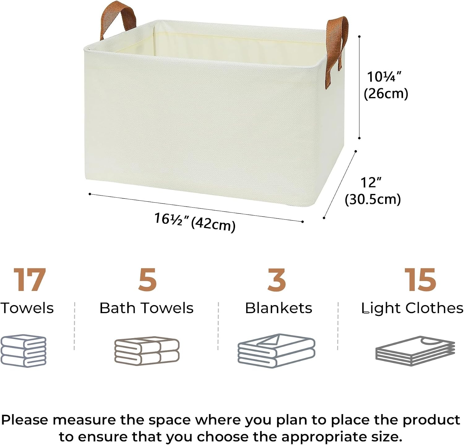 image:imageGRANNY SAYS Storage Bins for Closet Linen Closet Organizers and Storage Baskets with Metal Frame Shelf Storage Bins for Organizing Living Room Bedroom Wardrobe Foldable Sturdy Beige 2PackIvory