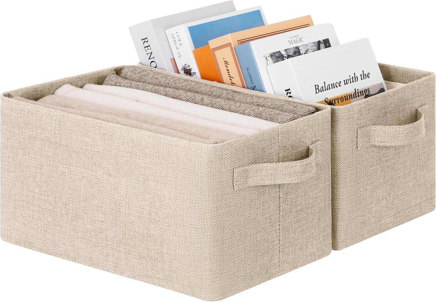 image:imageGRANNY SAYS Storage Bins for Closet Linen Closet Organizers and Storage Baskets with Metal Frame Shelf Storage Bins for Organizing Living Room Bedroom Wardrobe Foldable Sturdy Beige 2PackLight Taupe